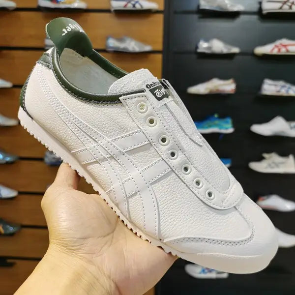 Onitsuka Tiger Mexico 66 Slip-On Leather White Green 7A Premium Sneakers D-2105
