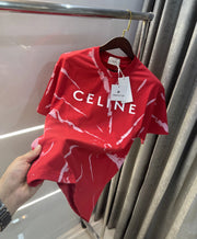 Celine Red Printed Imported Oversized T-shirt