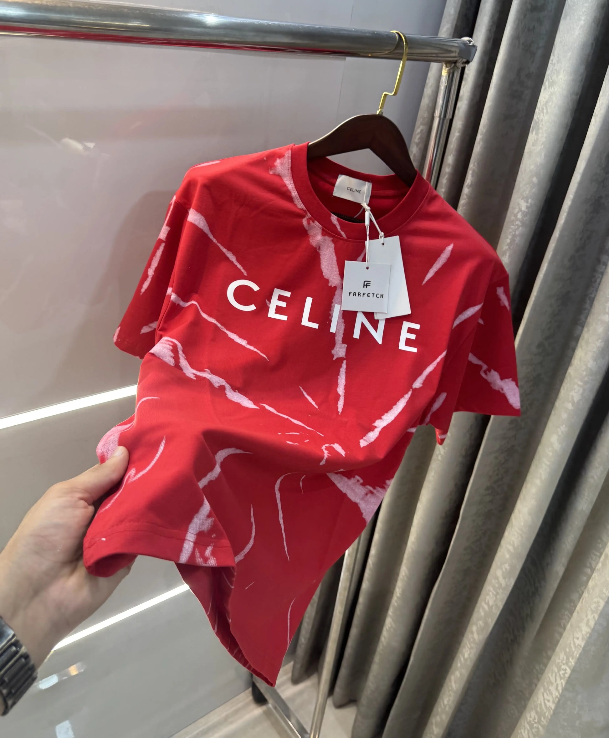 Celine Red Printed Imported Oversized T-shirt