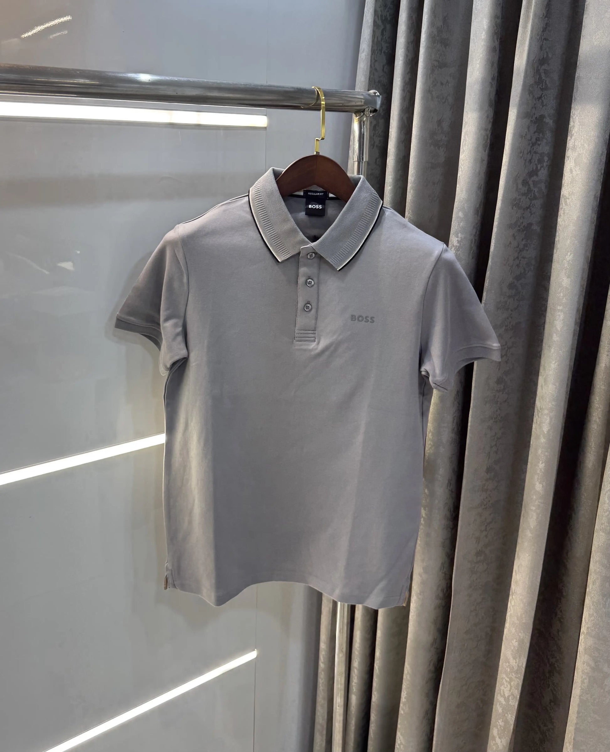 Hugo Boss Grey Logo Work Premium Polo T-shirt