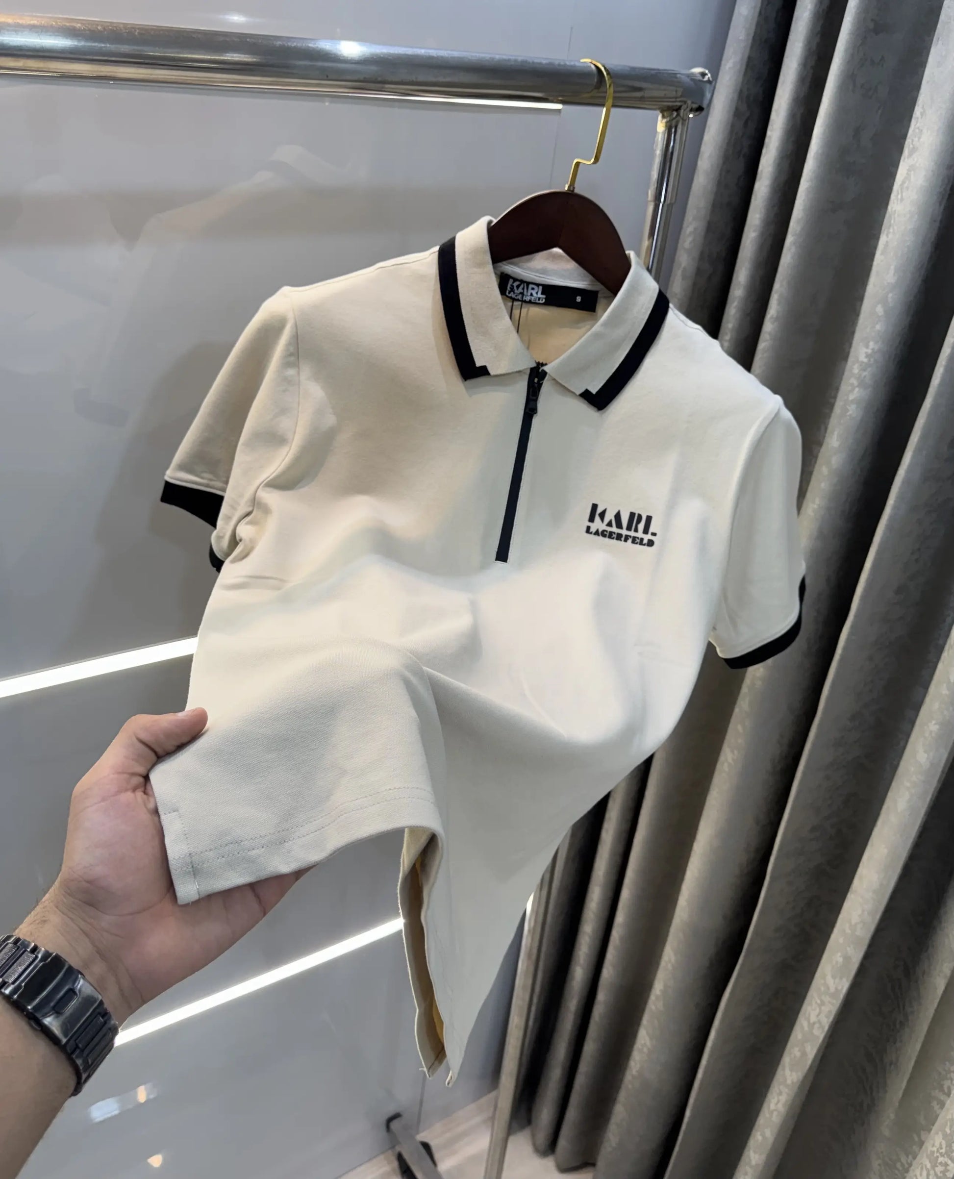 Karl Lagerfled Beige Imported Polo T-Shirt