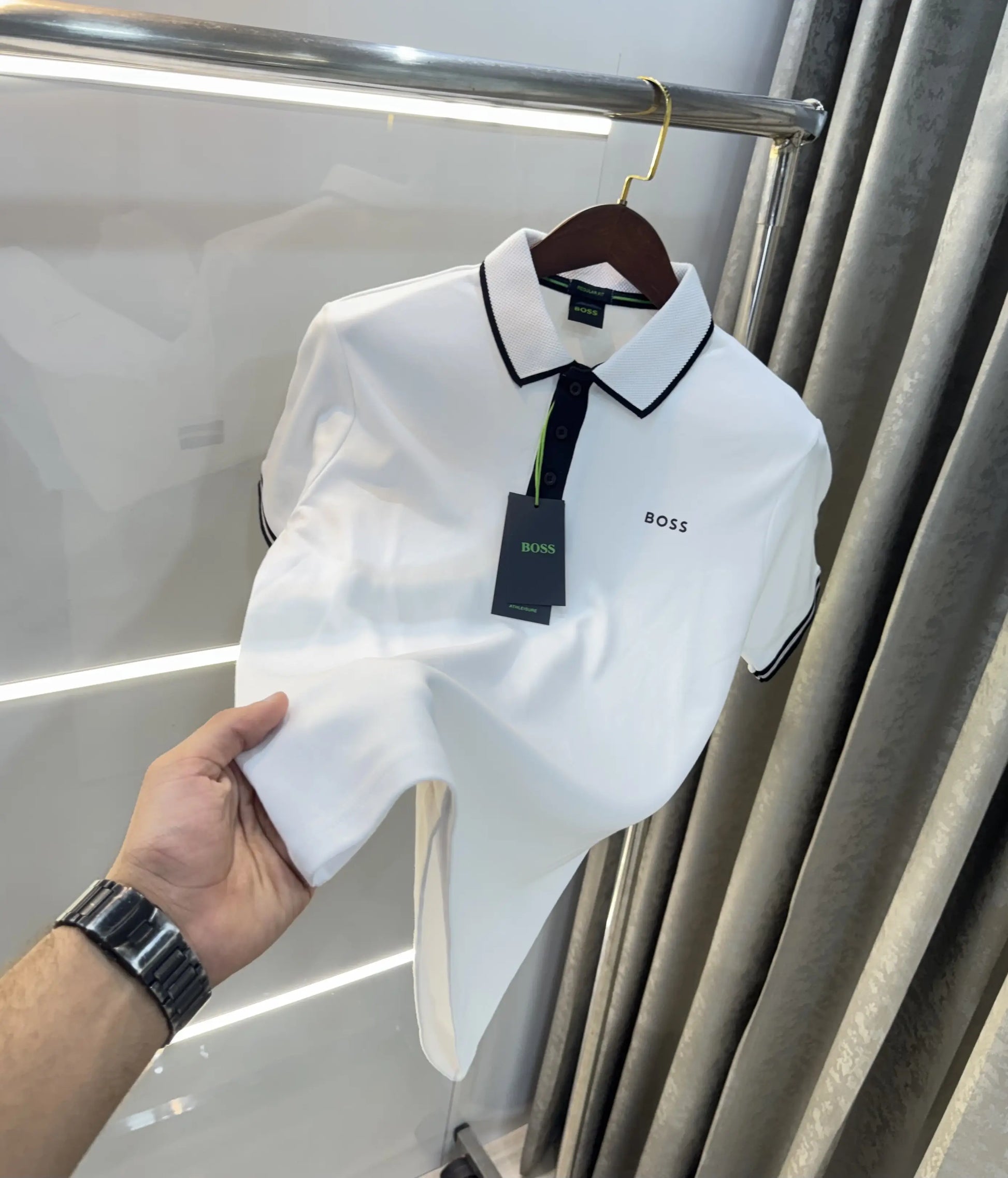 Hugo Boss White Logo Work Premium Polo T-shirt
