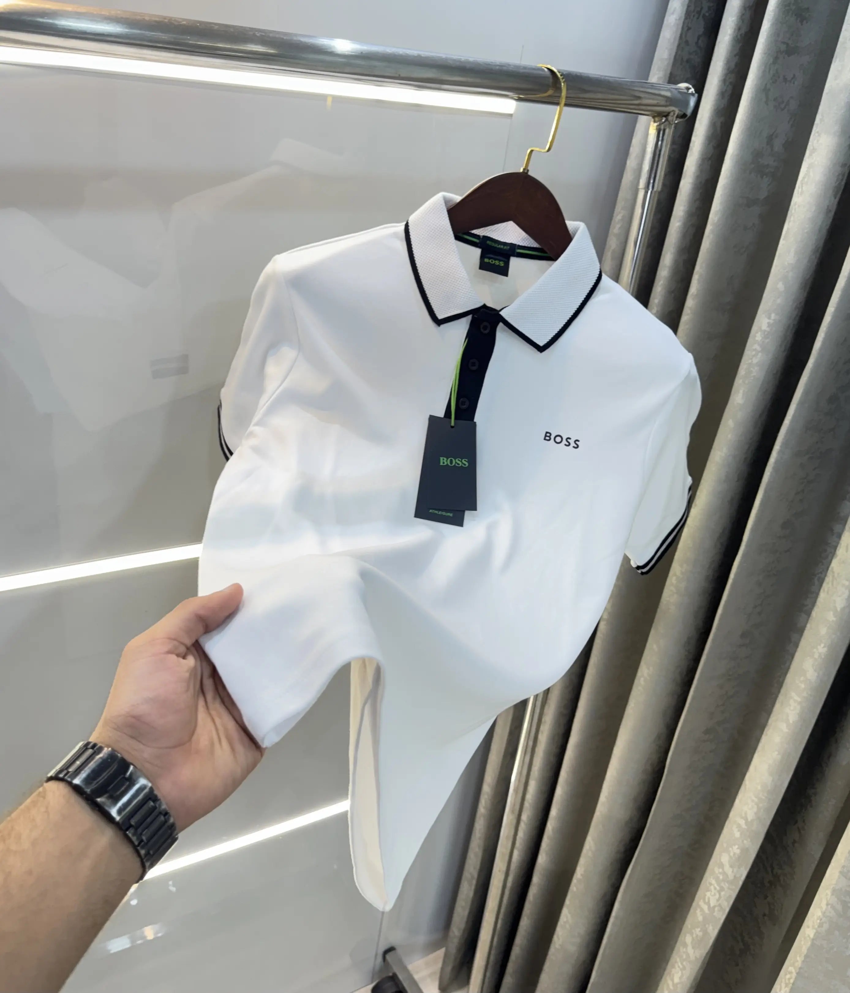 Hugo Boss White Logo Work Premium Polo T-shirt