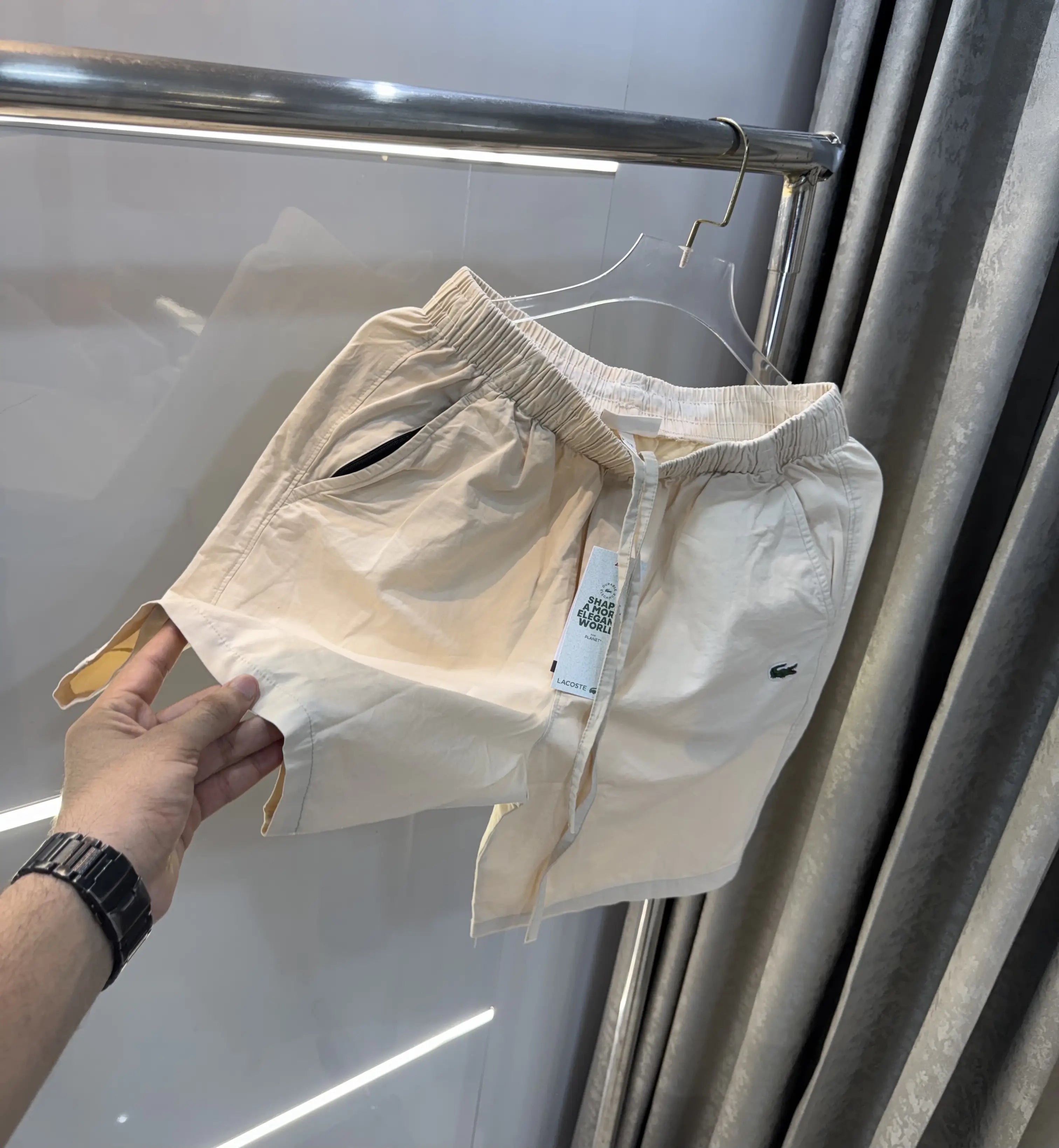 Lacoste Beige Embroidery Logo Premium 🩳Shorts