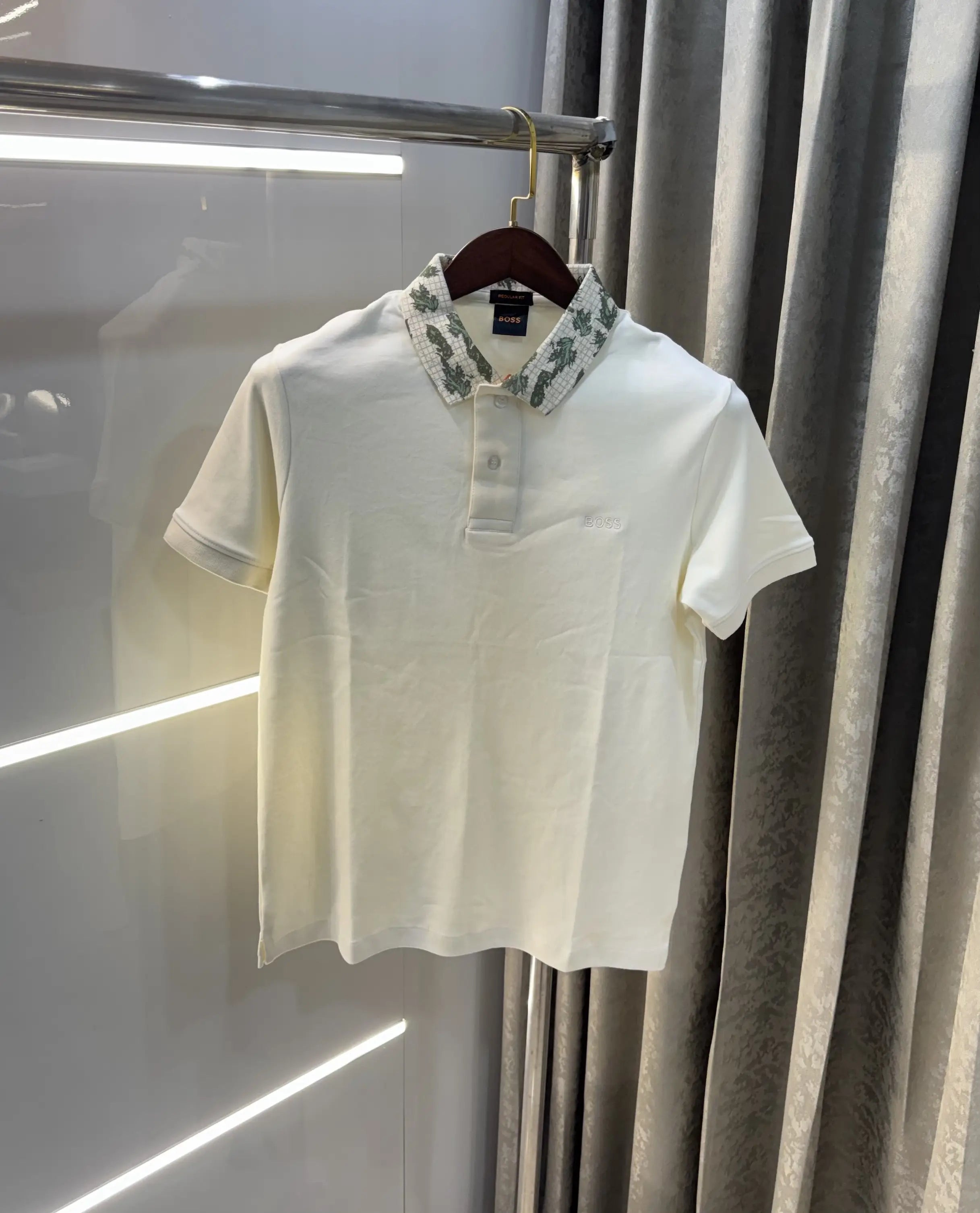Hug o Boss Cream Logo Work Premium Polo T-shirt