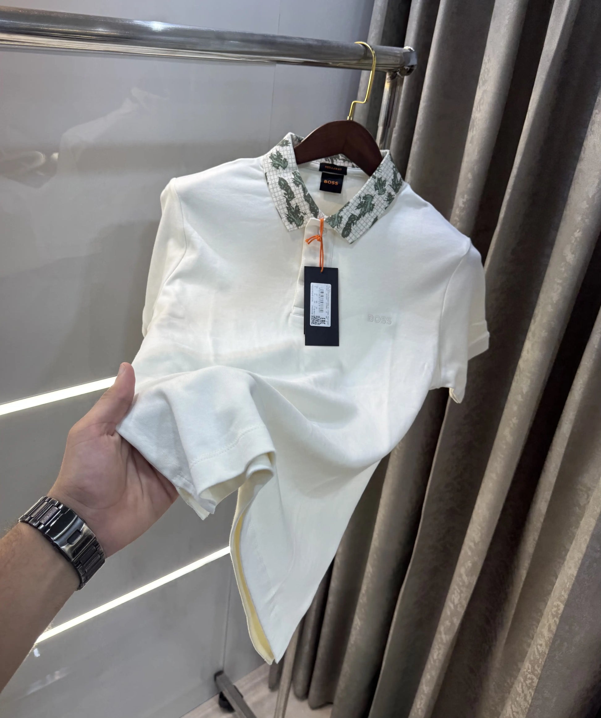 Hug o Boss Cream Logo Work Premium Polo T-shirt