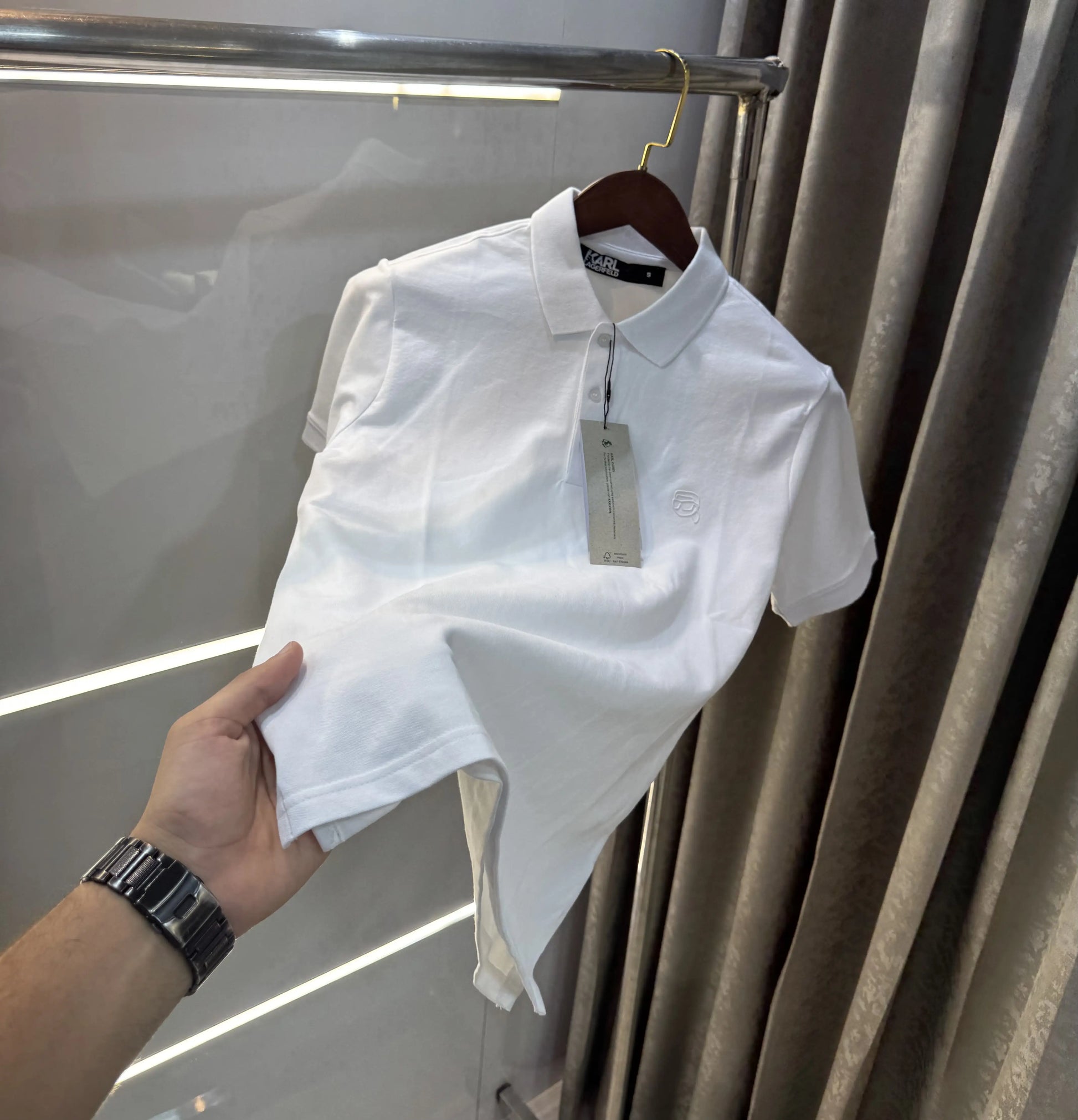 Karl Lagerfled White Imported Polo T-Shirt