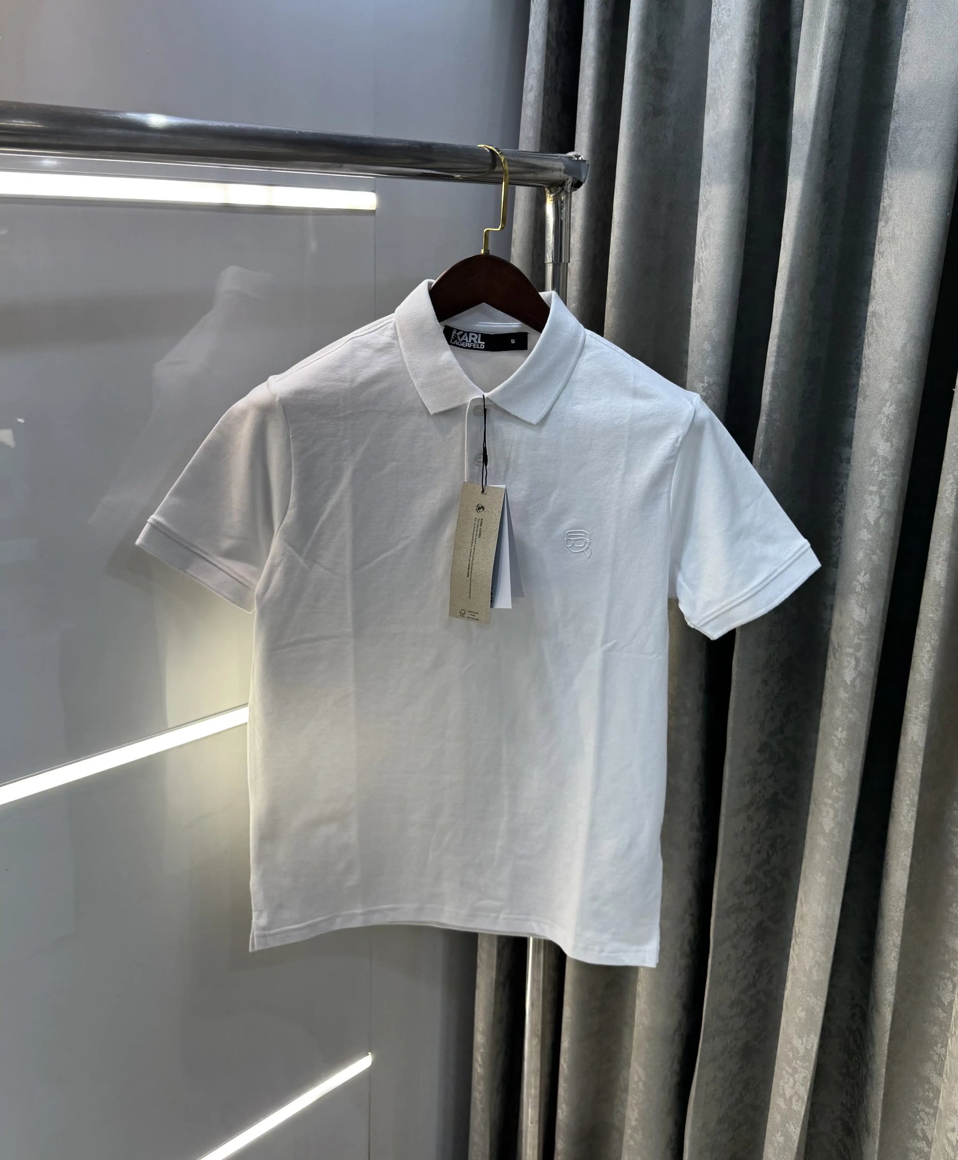 Karl Lagerfled White Imported Polo T-Shirt