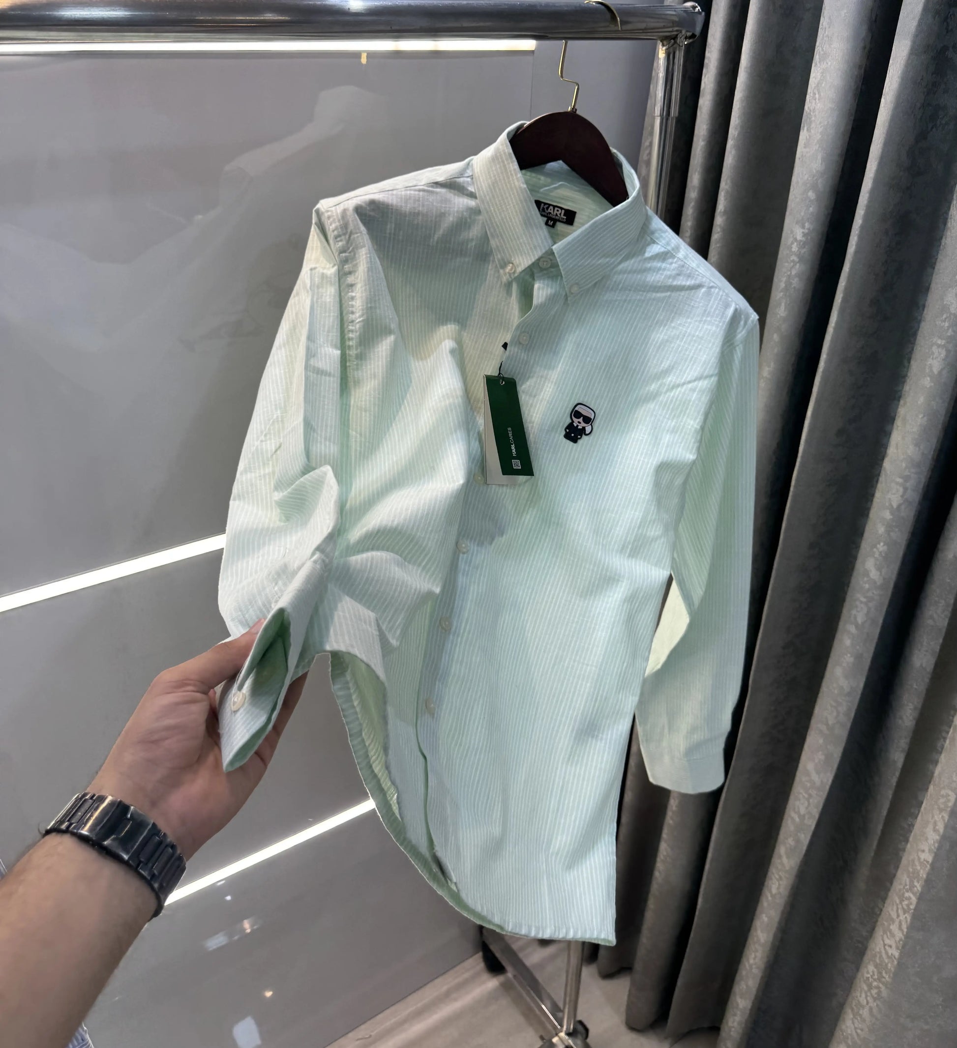 Karl Lagerfeld Green Printed Premium Shirt