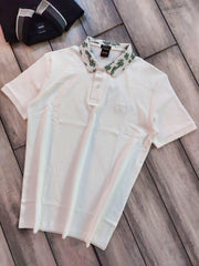 Hug o Boss Cream Logo Work Premium Polo T-shirt