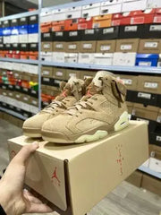 Jordan Retro 6 British Khakhi Semi Ua Quality Suede Quality  with Dust Bag