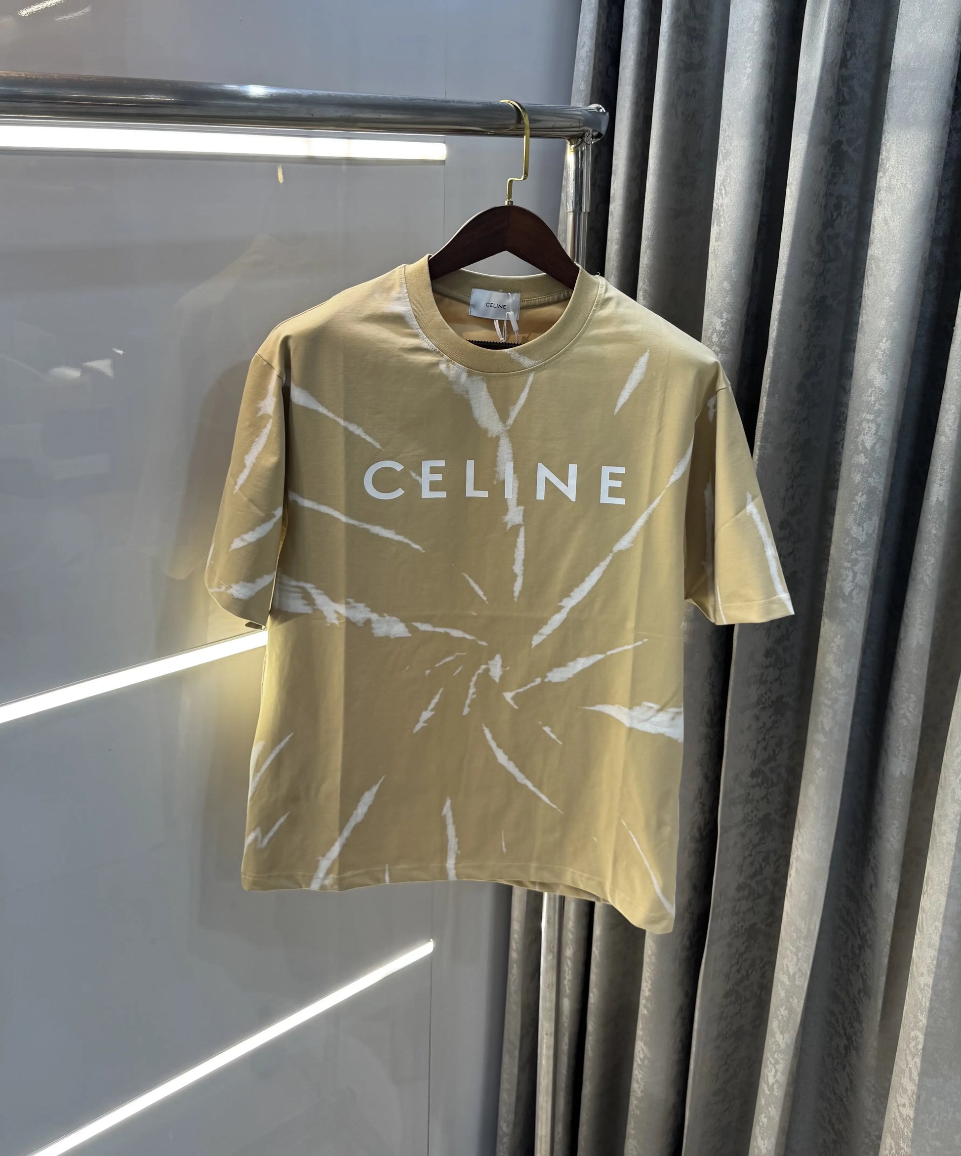 Celine Beige Printed Imported Oversized T-shirt