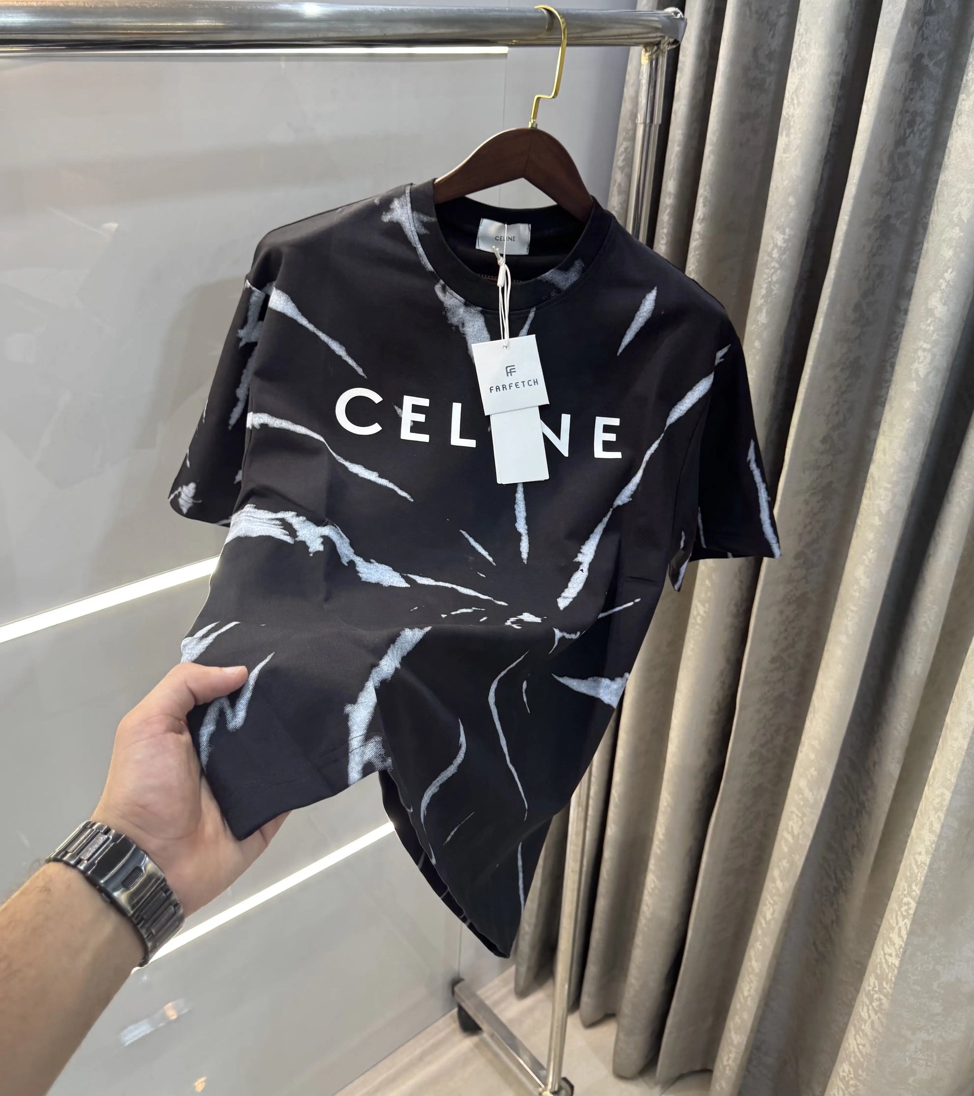 Celine Black Printed Imported Oversized T-shirt