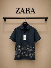 Zar_a Imported Linen Cotton Printed Premium Shirt (DN 631)