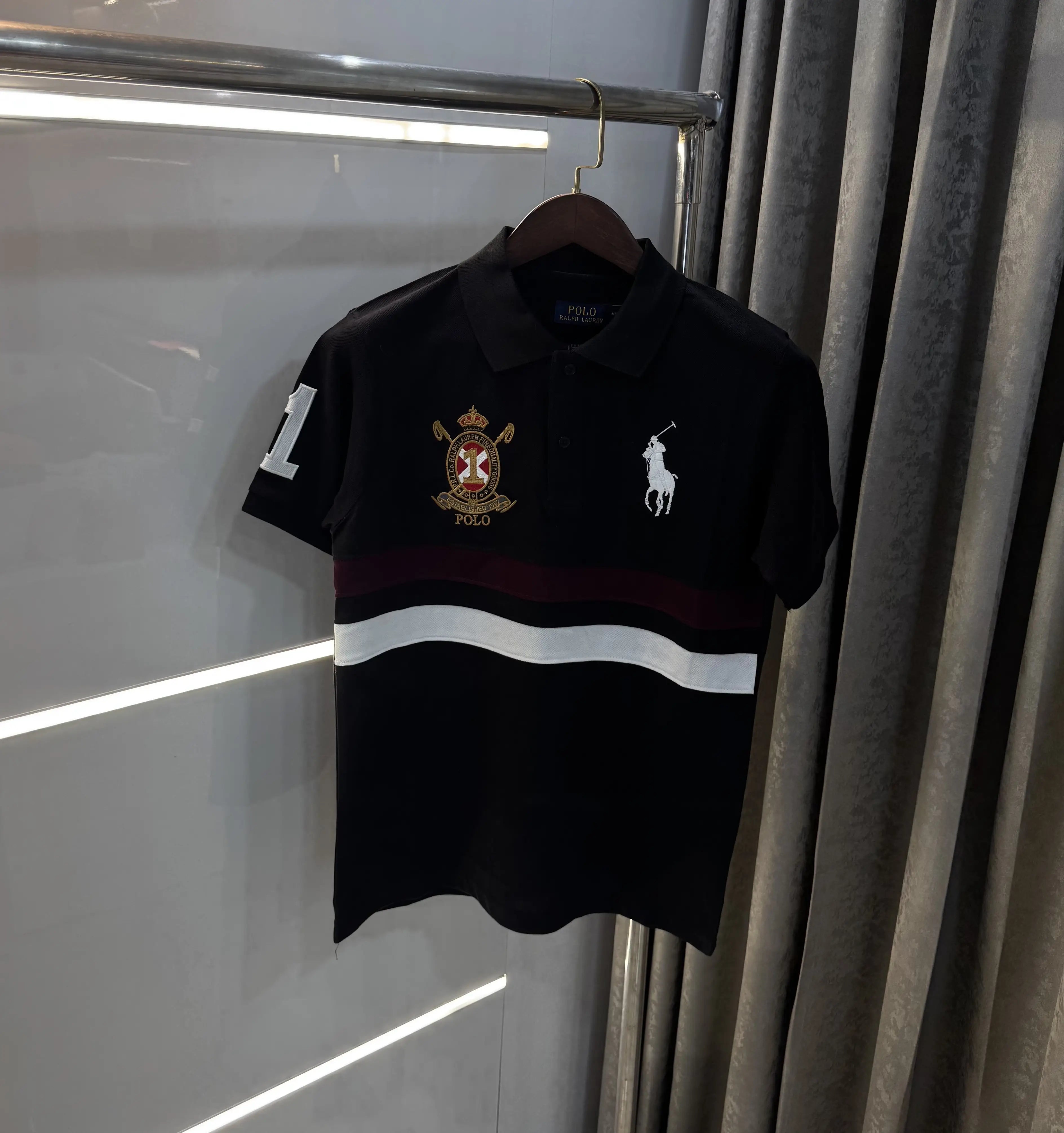 Ralph Lauren Black Logo Work Premium Polo T-shirt