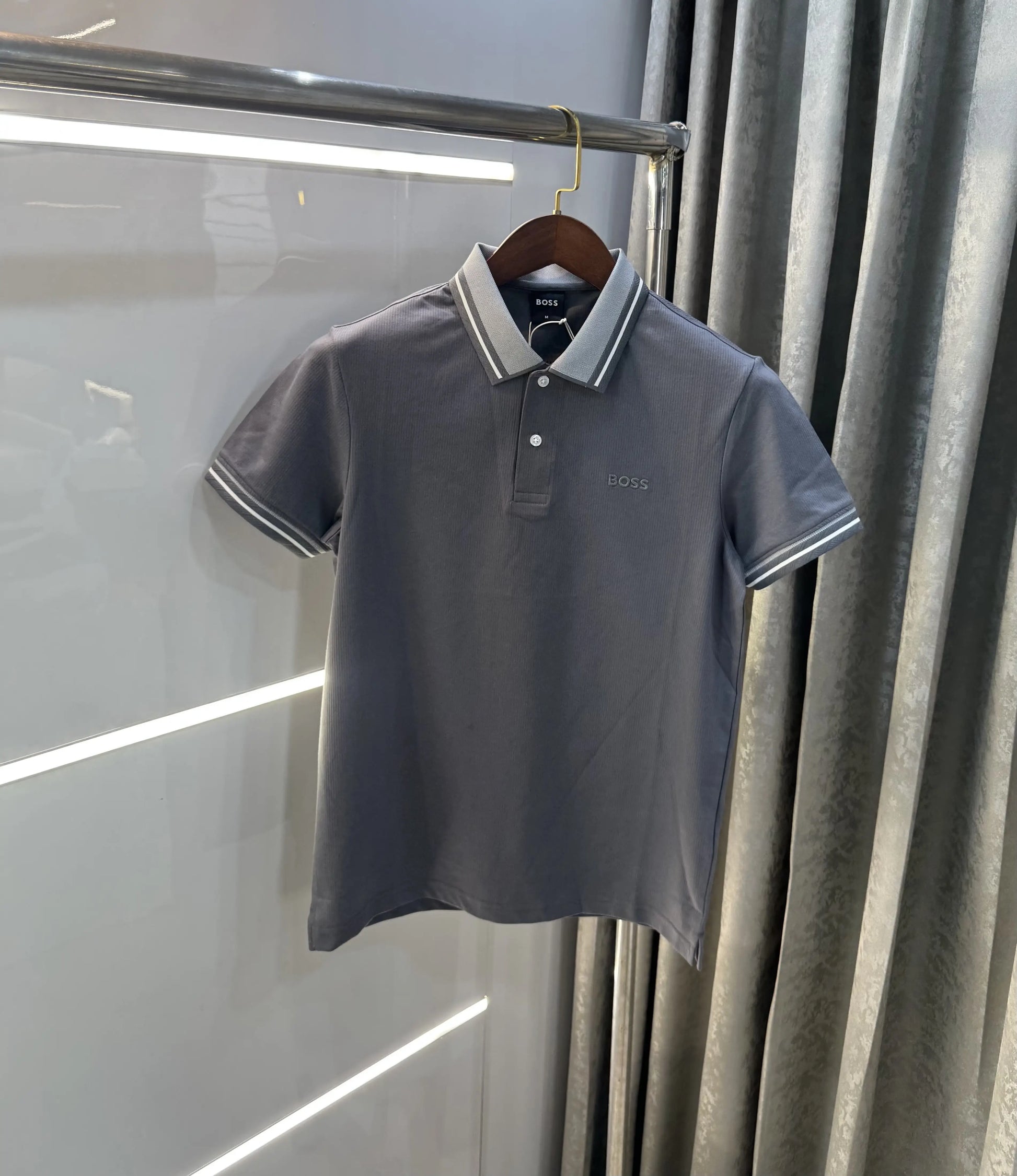 Hugo Boss Grey Embroidery Logo Premium Polo T-shirt