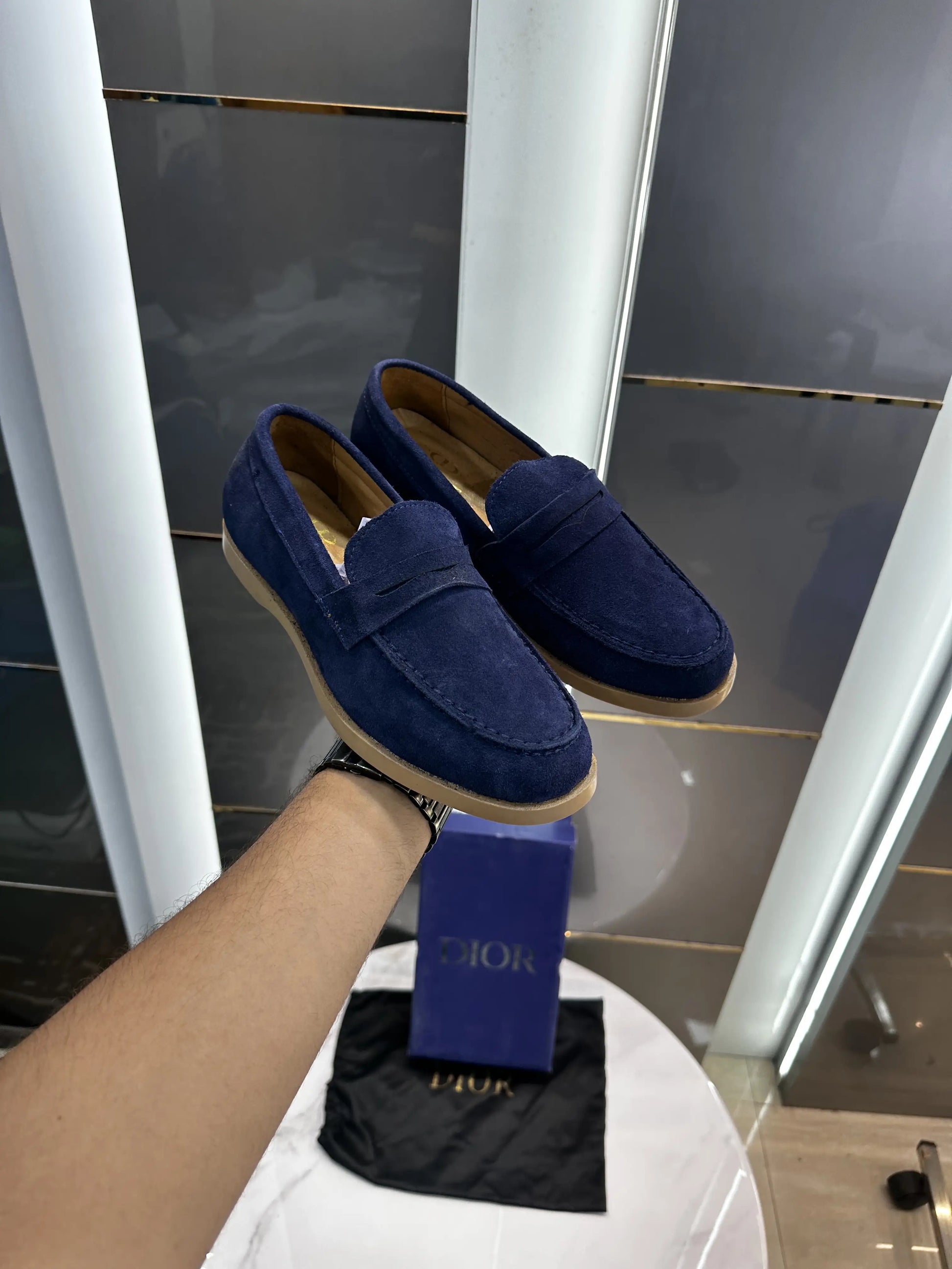 Dior_Blue Premium Suede Leather Formal Loafer