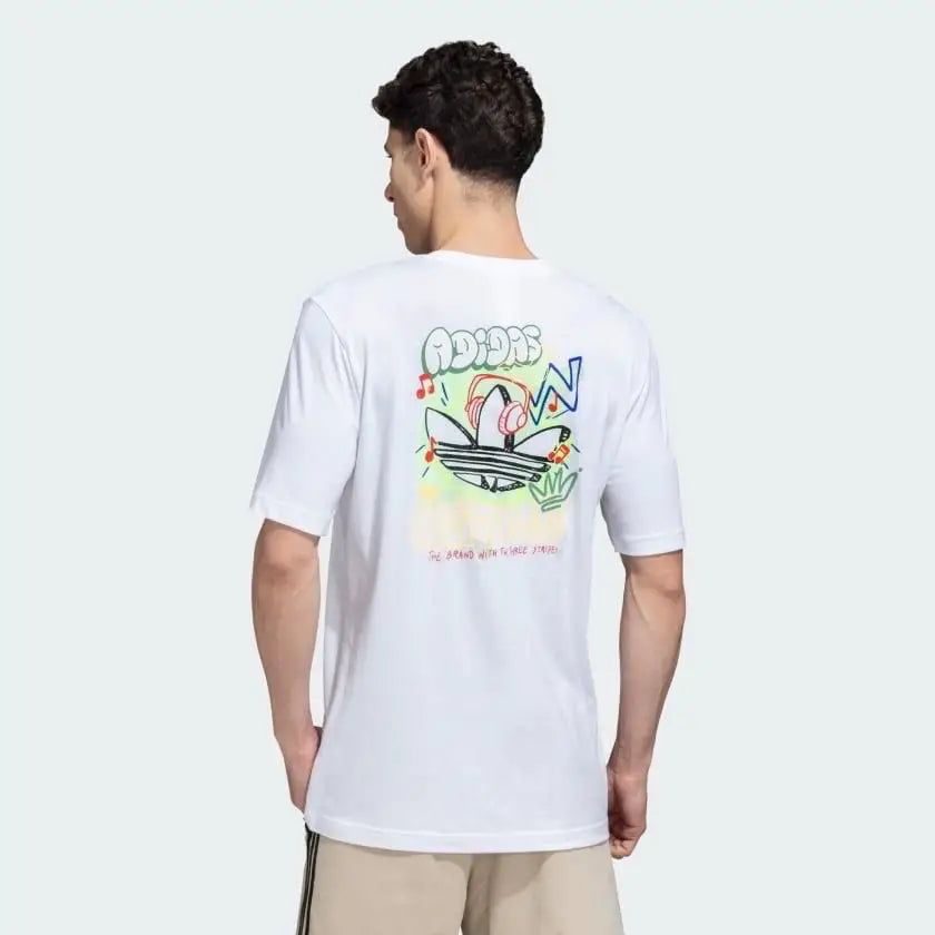 Adidas White Printed Premium Classic T-Shirt