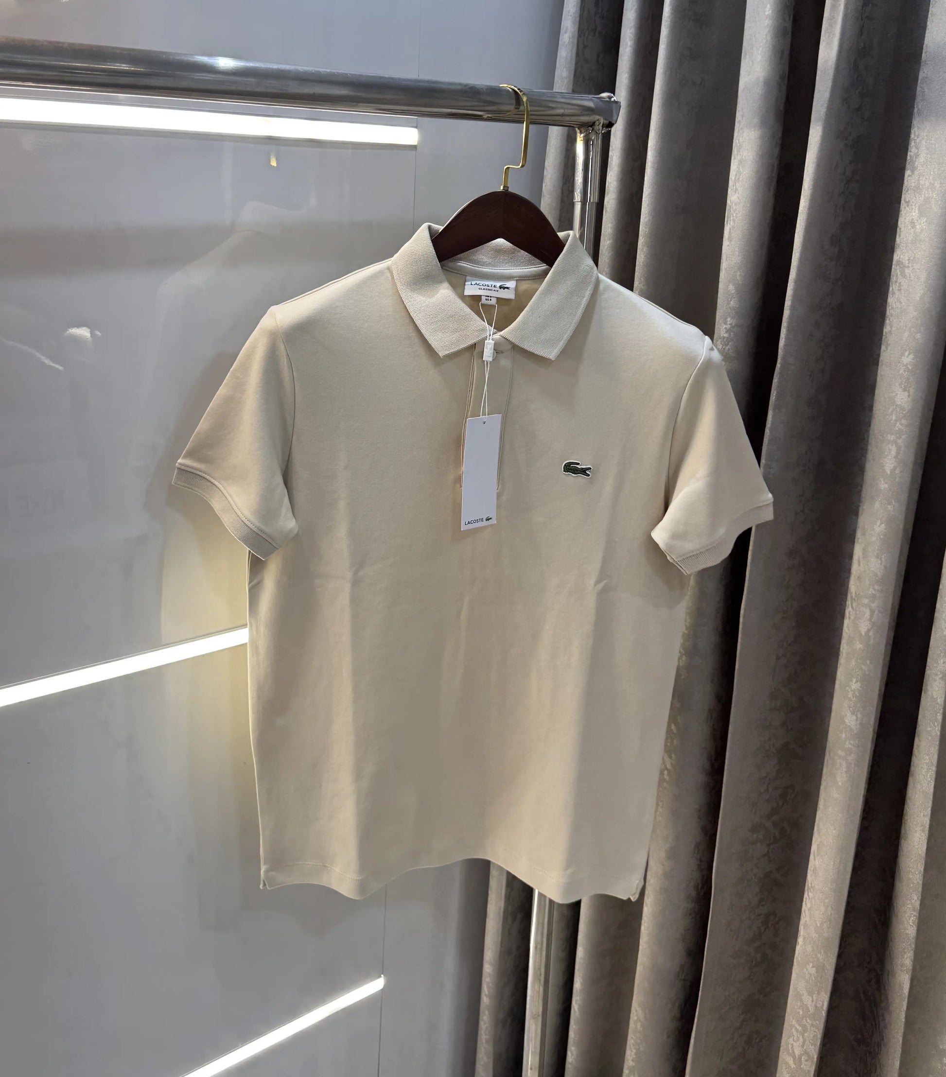 Lacost e Beige Logo Work Premium Polo T-Shirt