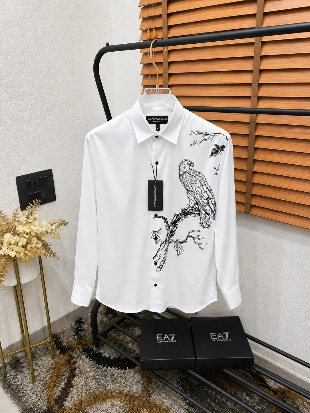 Emporio Arman_i Eagle Sequence Printed Italian Imported Partywear Shirt With OG Box (DN 640)