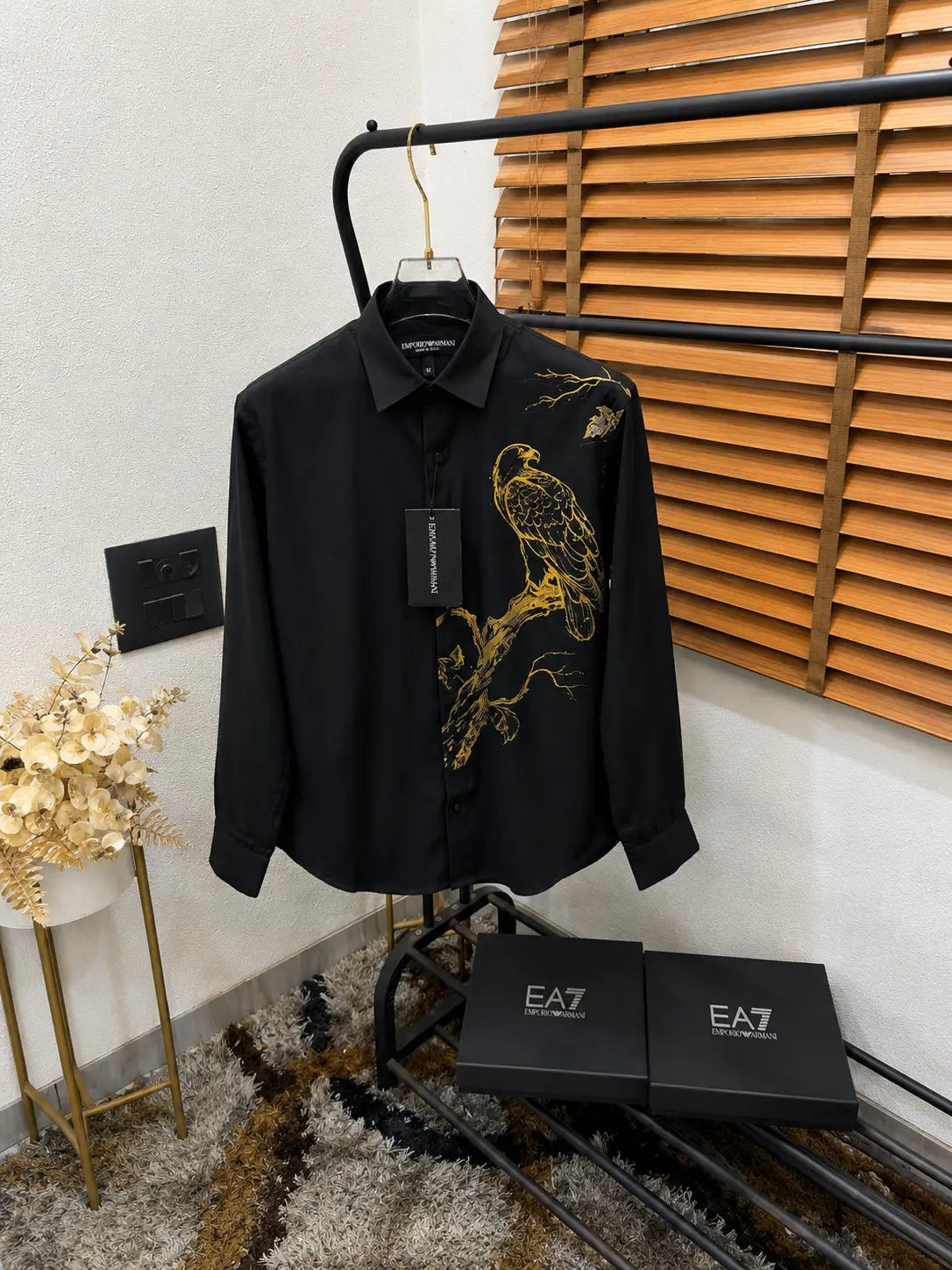 Emporio Arman_i Eagle Sequence Printed Italian Imported Partywear Shirt With OG Box (DN 640)
