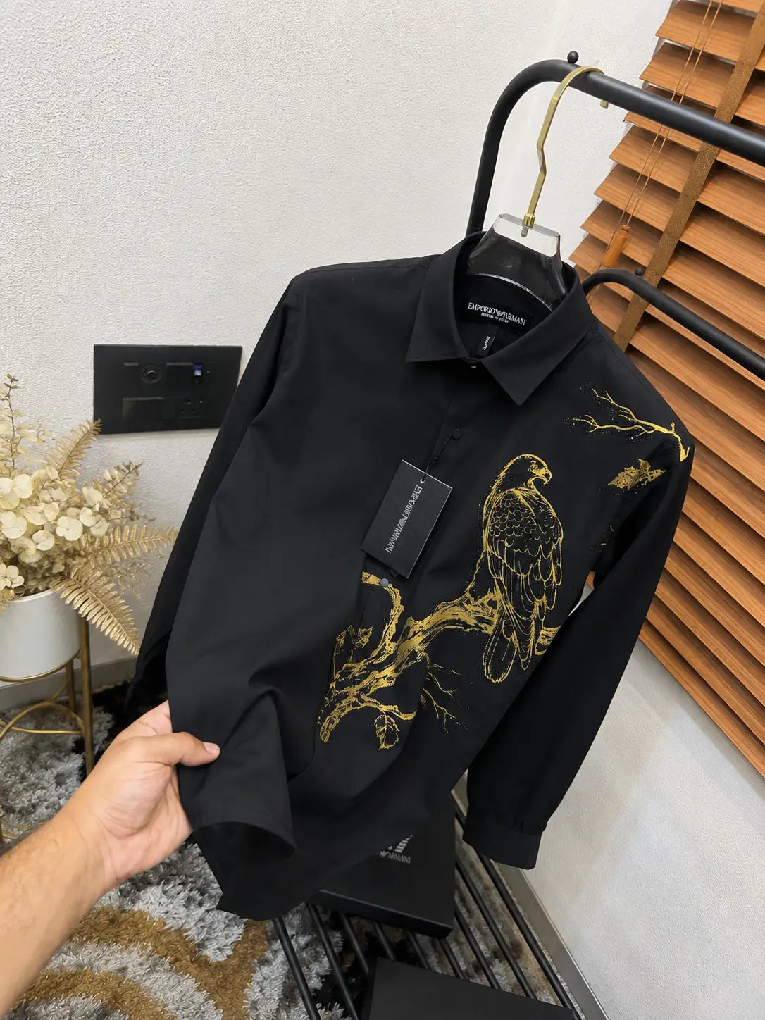 Emporio Arman_i Eagle Sequence Printed Italian Imported Partywear Shirt With OG Box (DN 640)