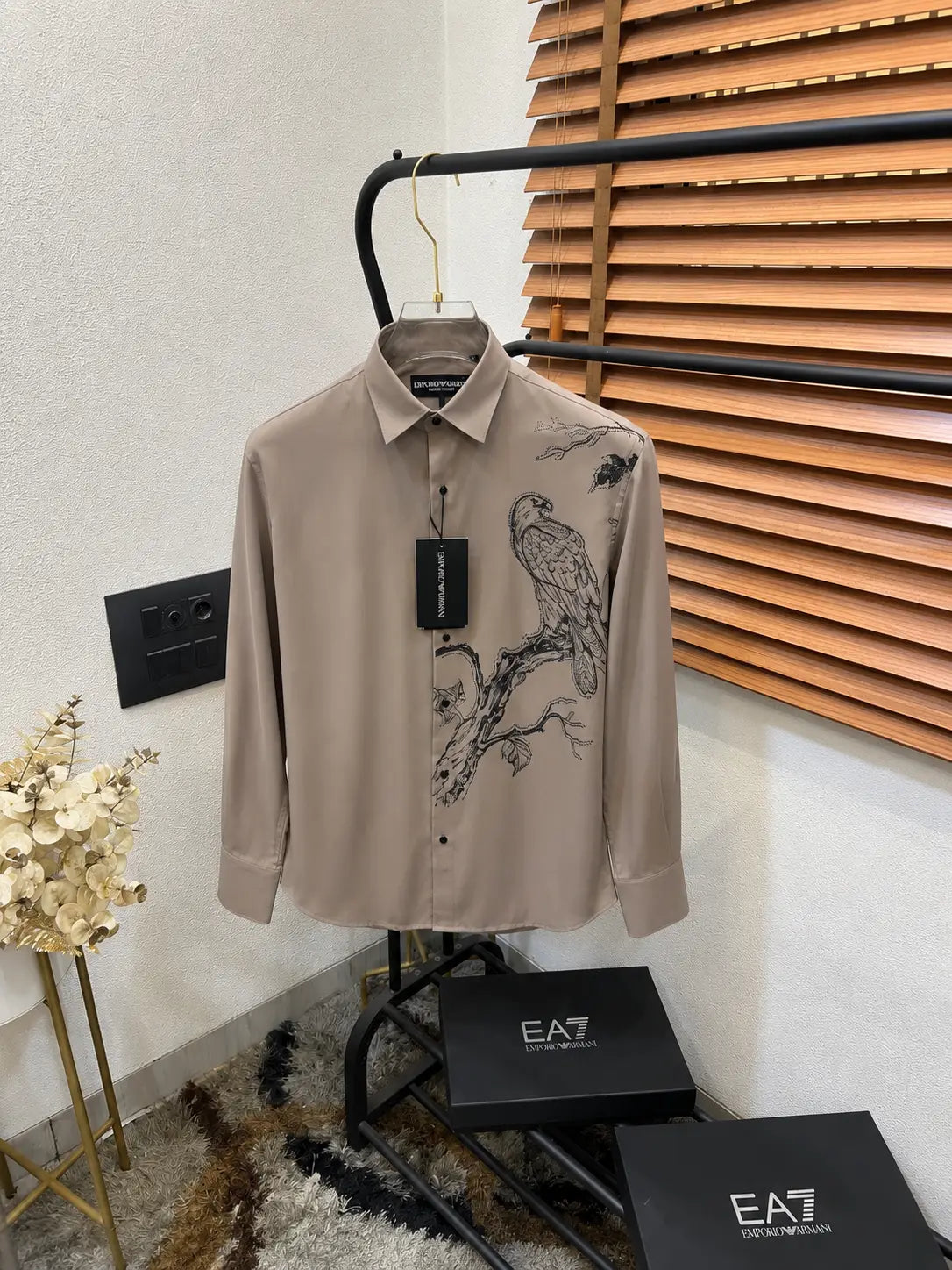 Emporio Arman_i Eagle Sequence Printed Italian Imported Partywear Shirt With OG Box (DN 640)