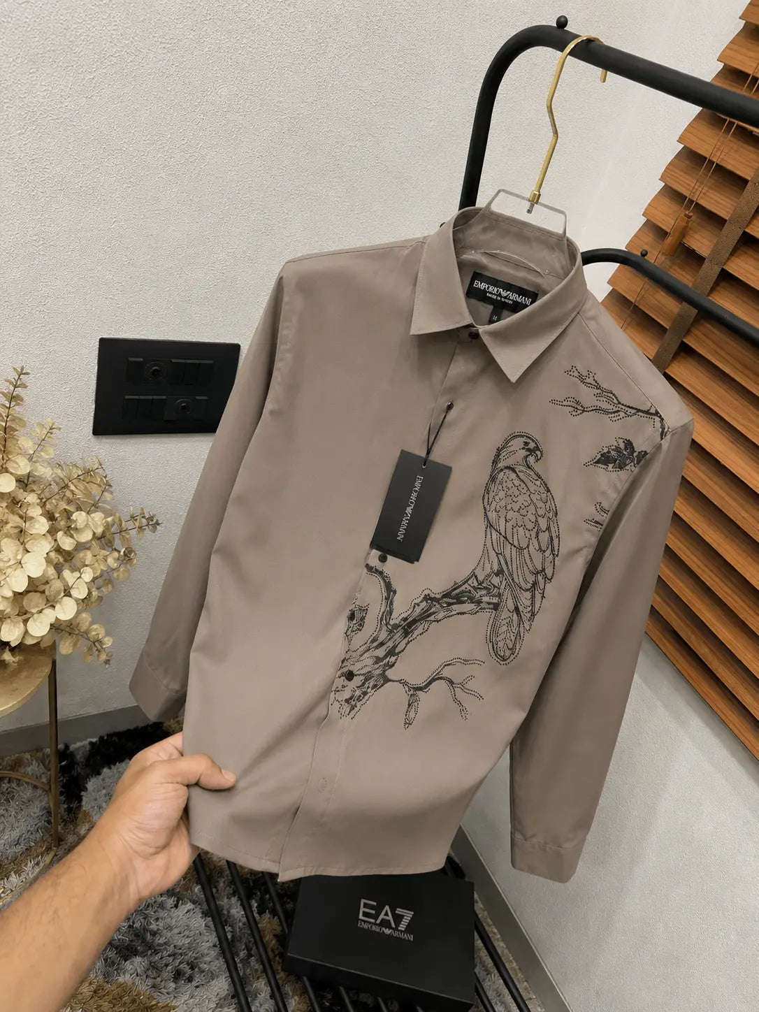Emporio Arman_i Eagle Sequence Printed Italian Imported Partywear Shirt With OG Box (DN 640)