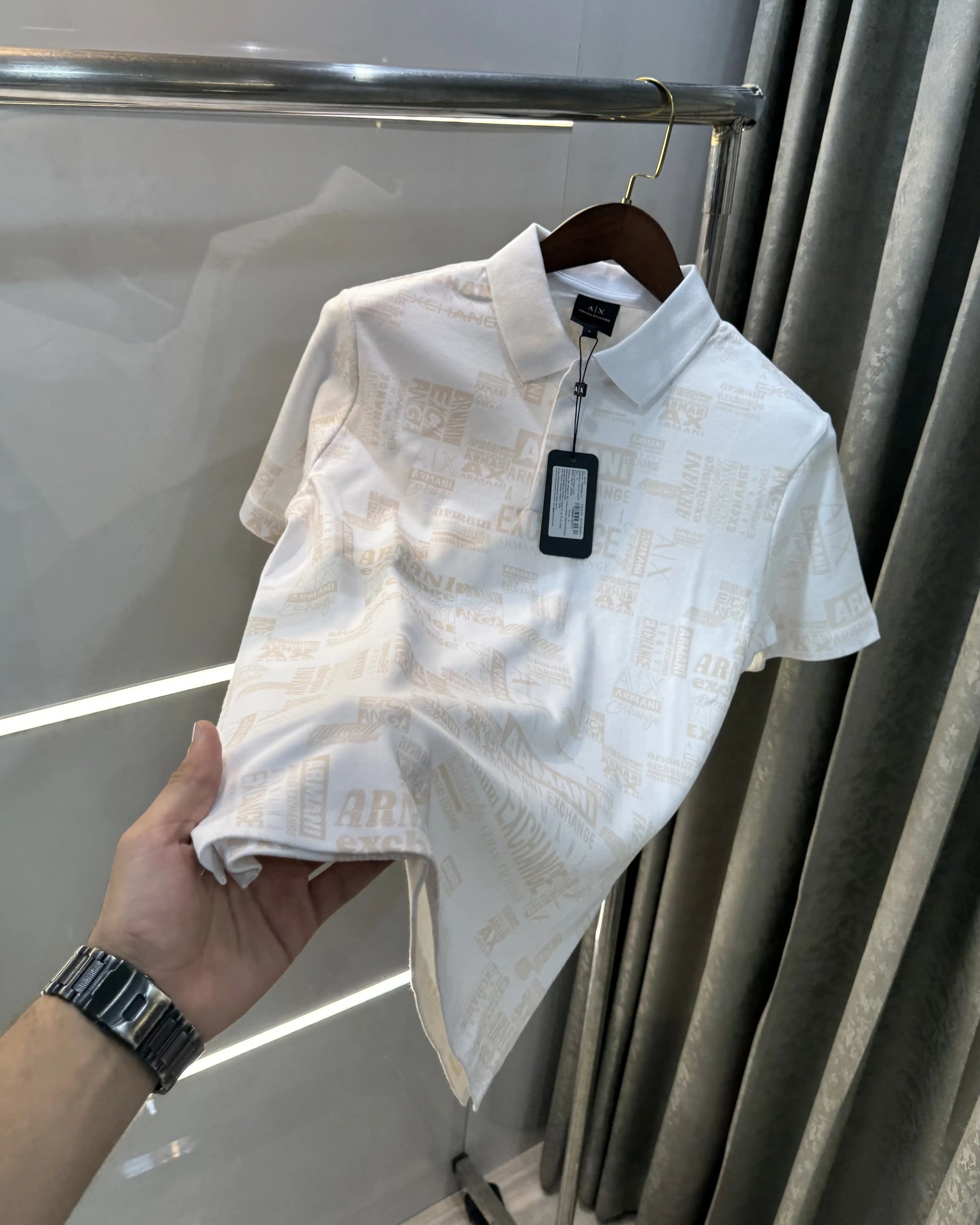 Arman i Exchange White Monogram Premium Polo T-Shirt