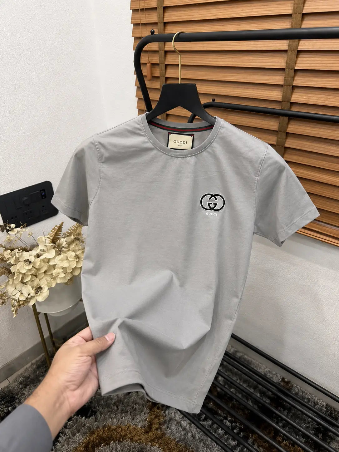 Gucc_i GG Side Logo Printed Round Neck Premium T-shirt With Brand Box