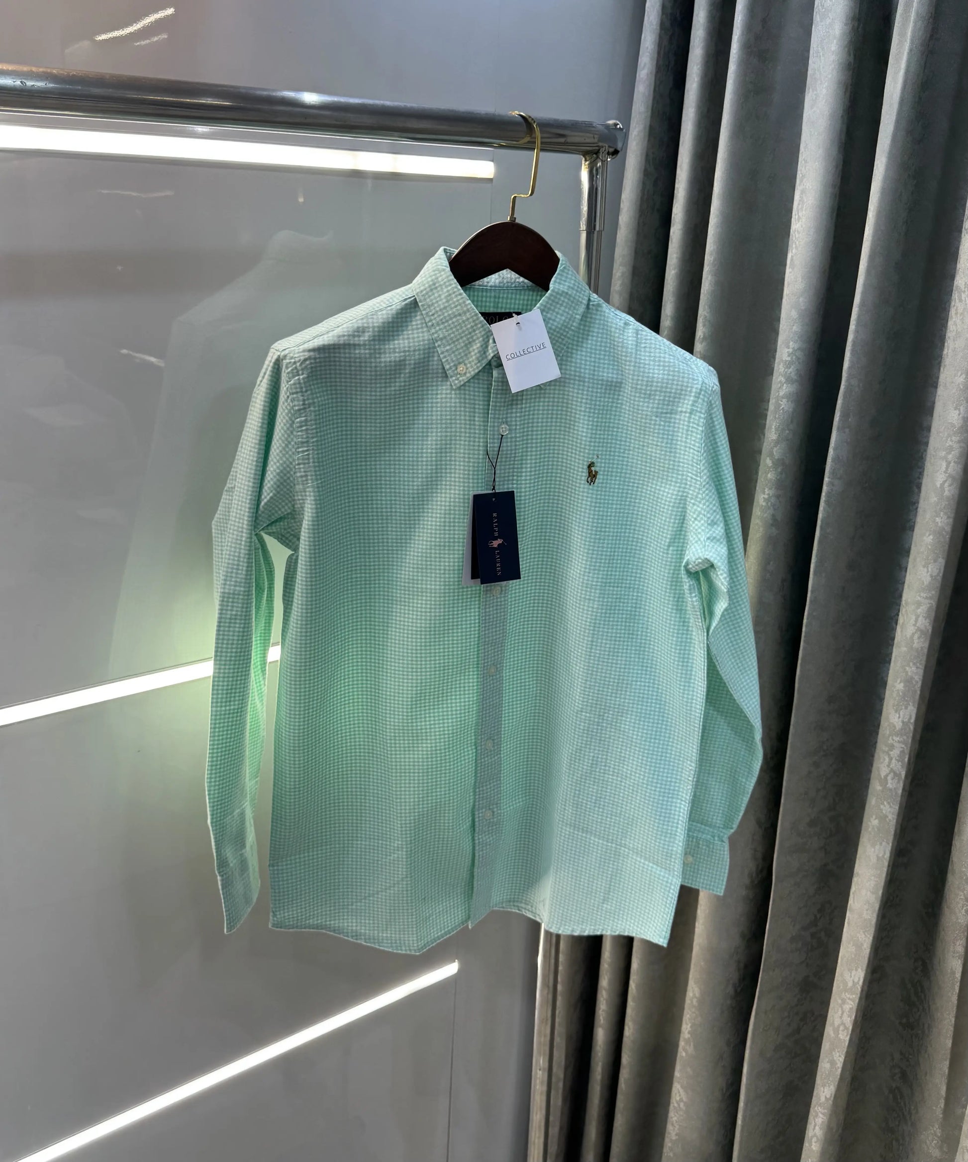 Ralph Lauren Aqua Green Small Checks Premium Shirt