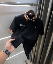 Fredperry Black Embroidery Logo Premium Polo T-Shirt