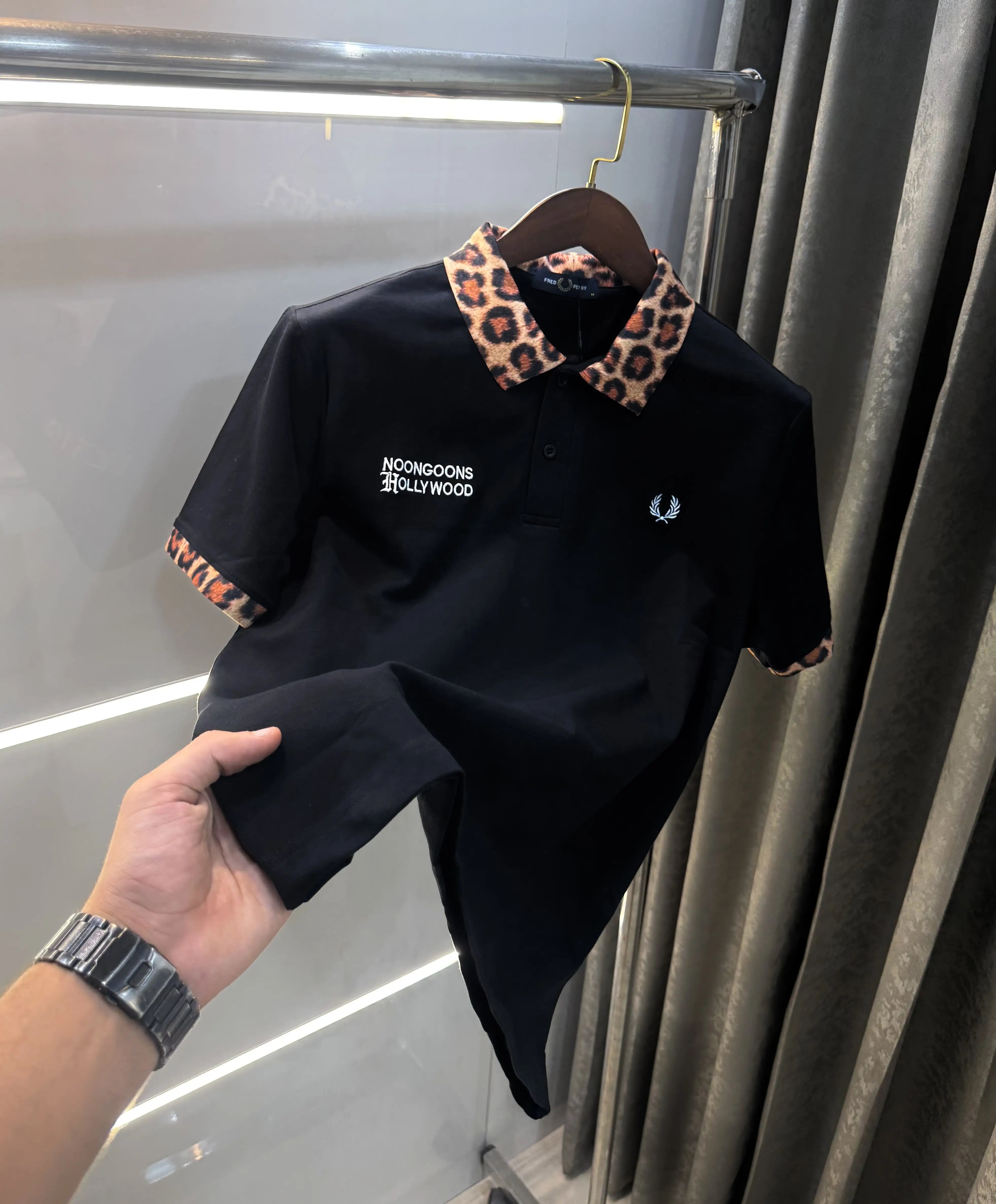 Fredperry Black Embroidery Logo Premium Polo T-Shirt