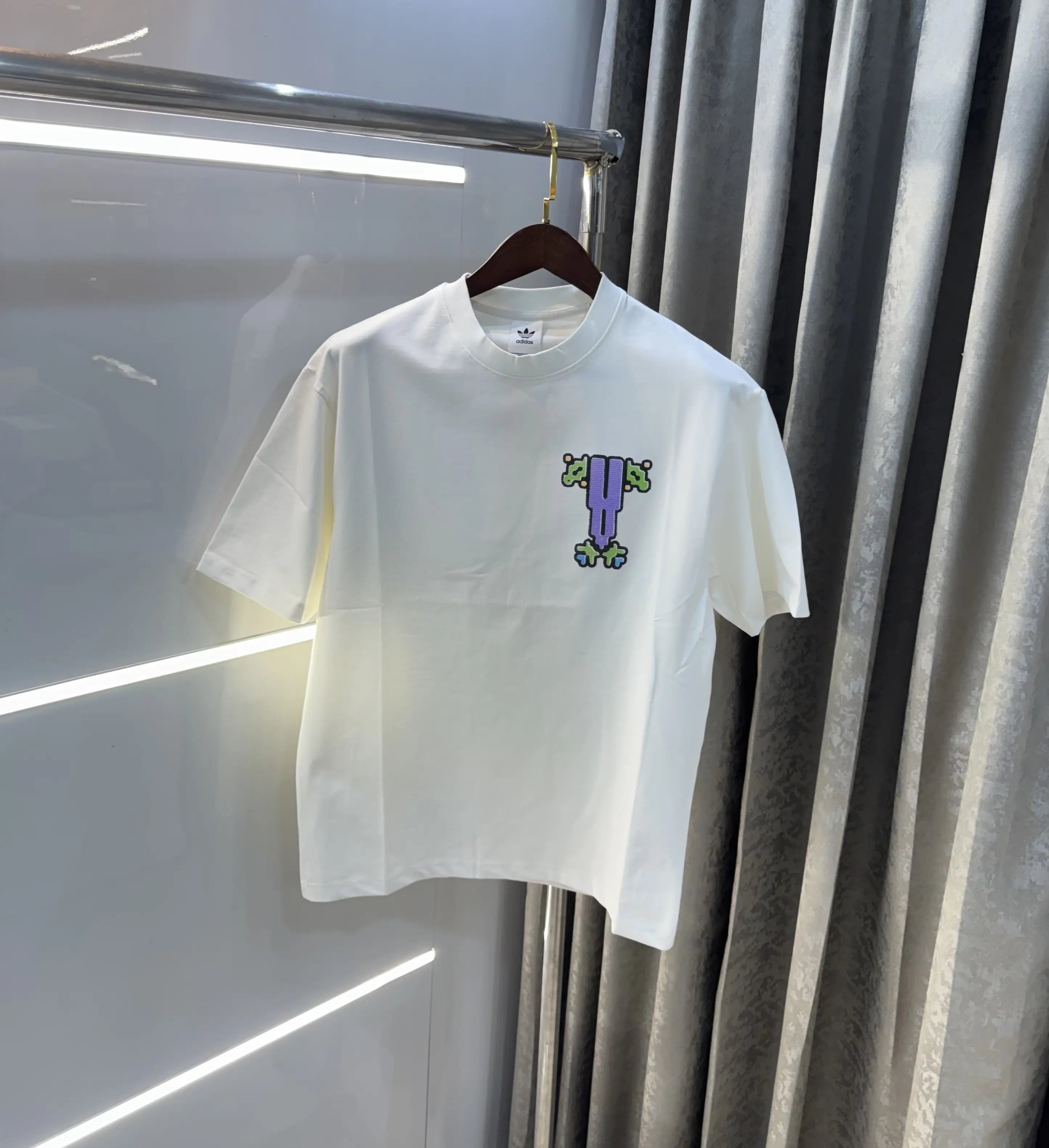 Adidas White Logo Print Imported Oversized T-Shirt