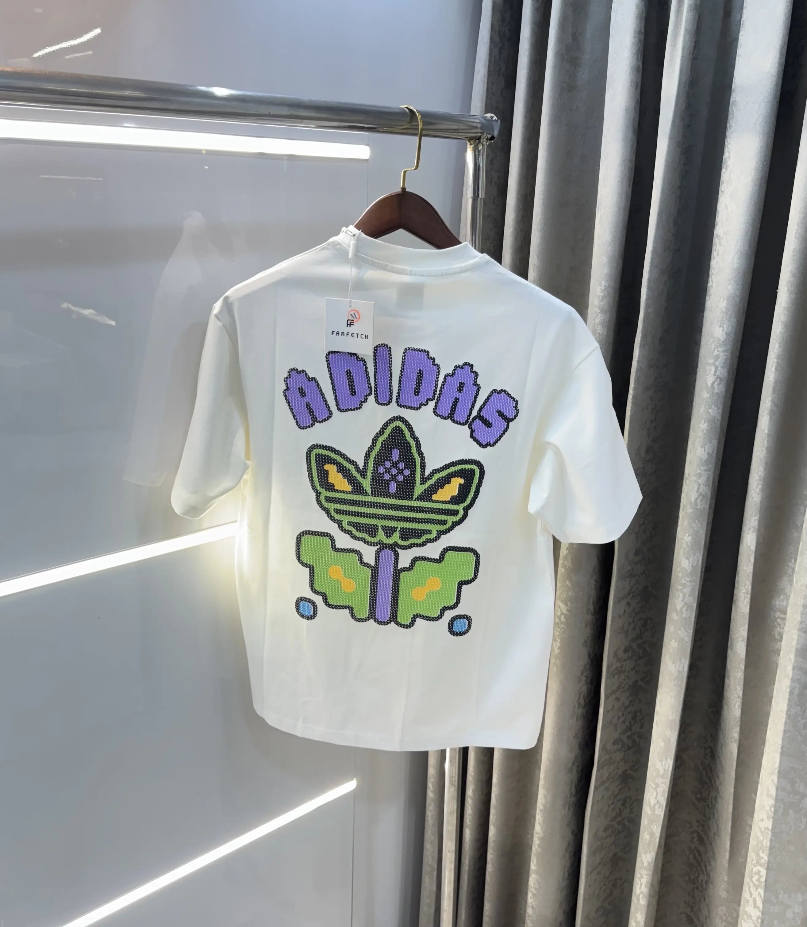 Adidas White Logo Print Imported Oversized T-Shirt