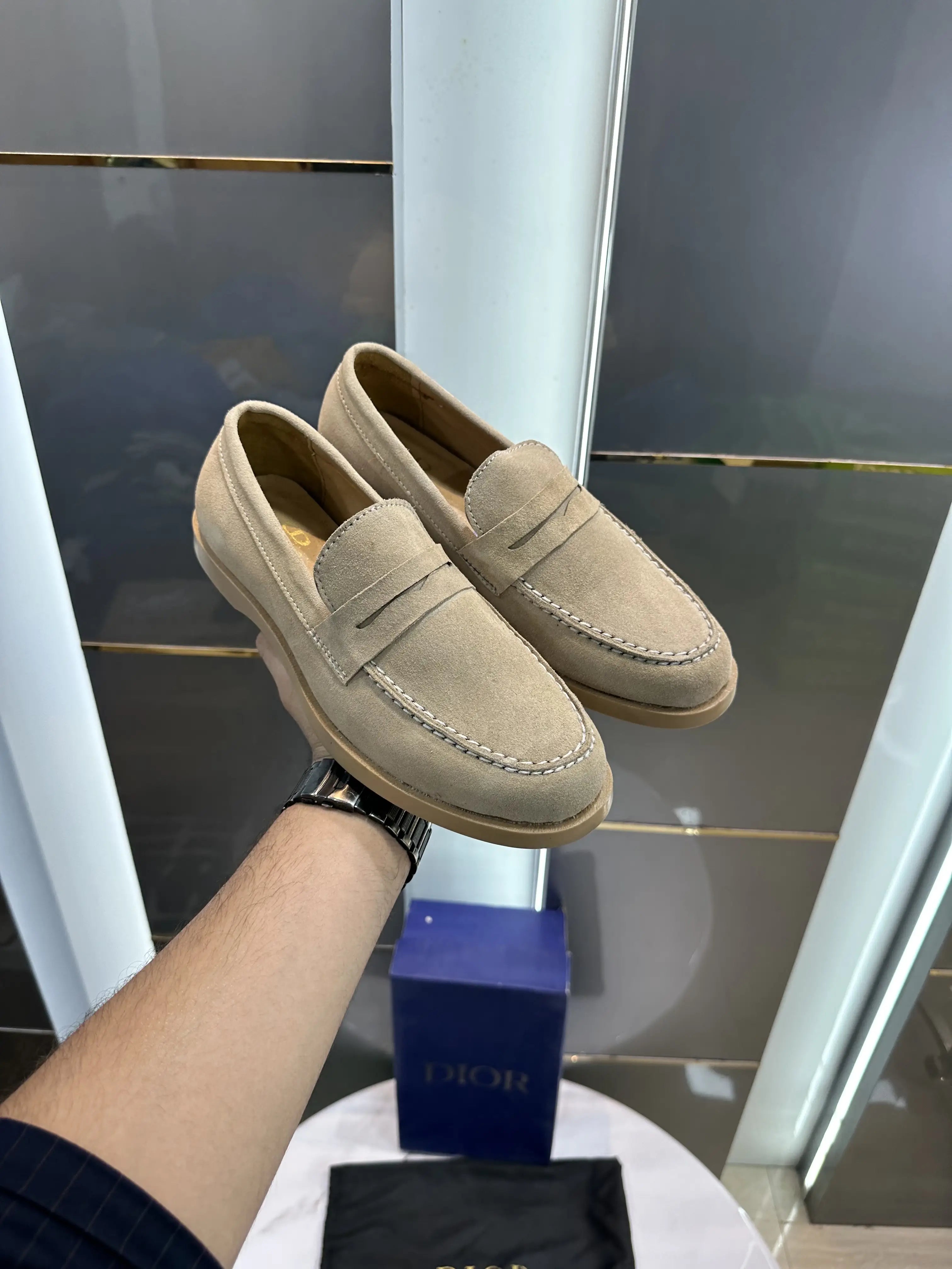 Dior_Beige Premium Suede Leather Formal