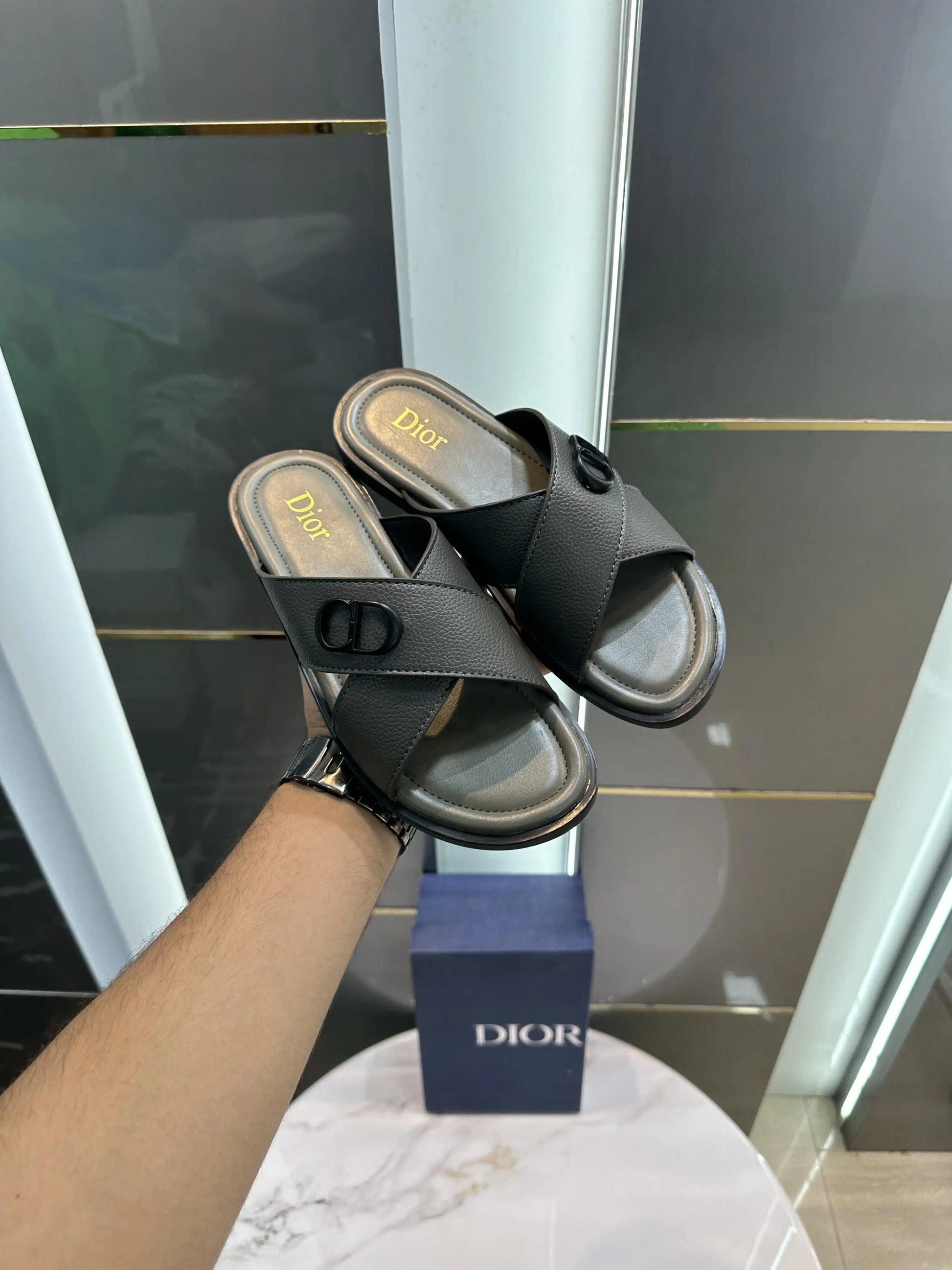Dior_Grey CD Cross Slide For Men