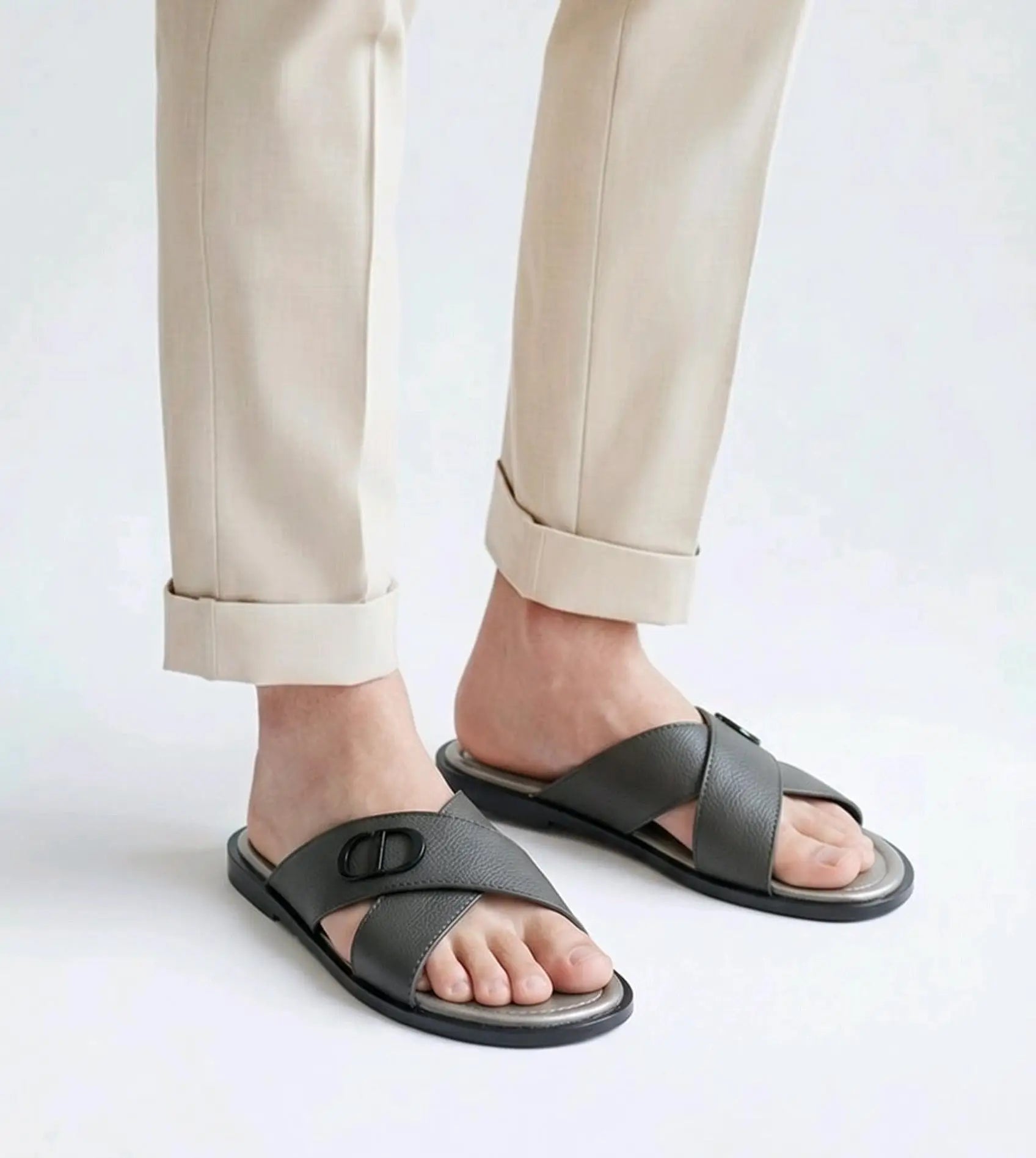 Dior_Grey CD Cross Slide For Men
