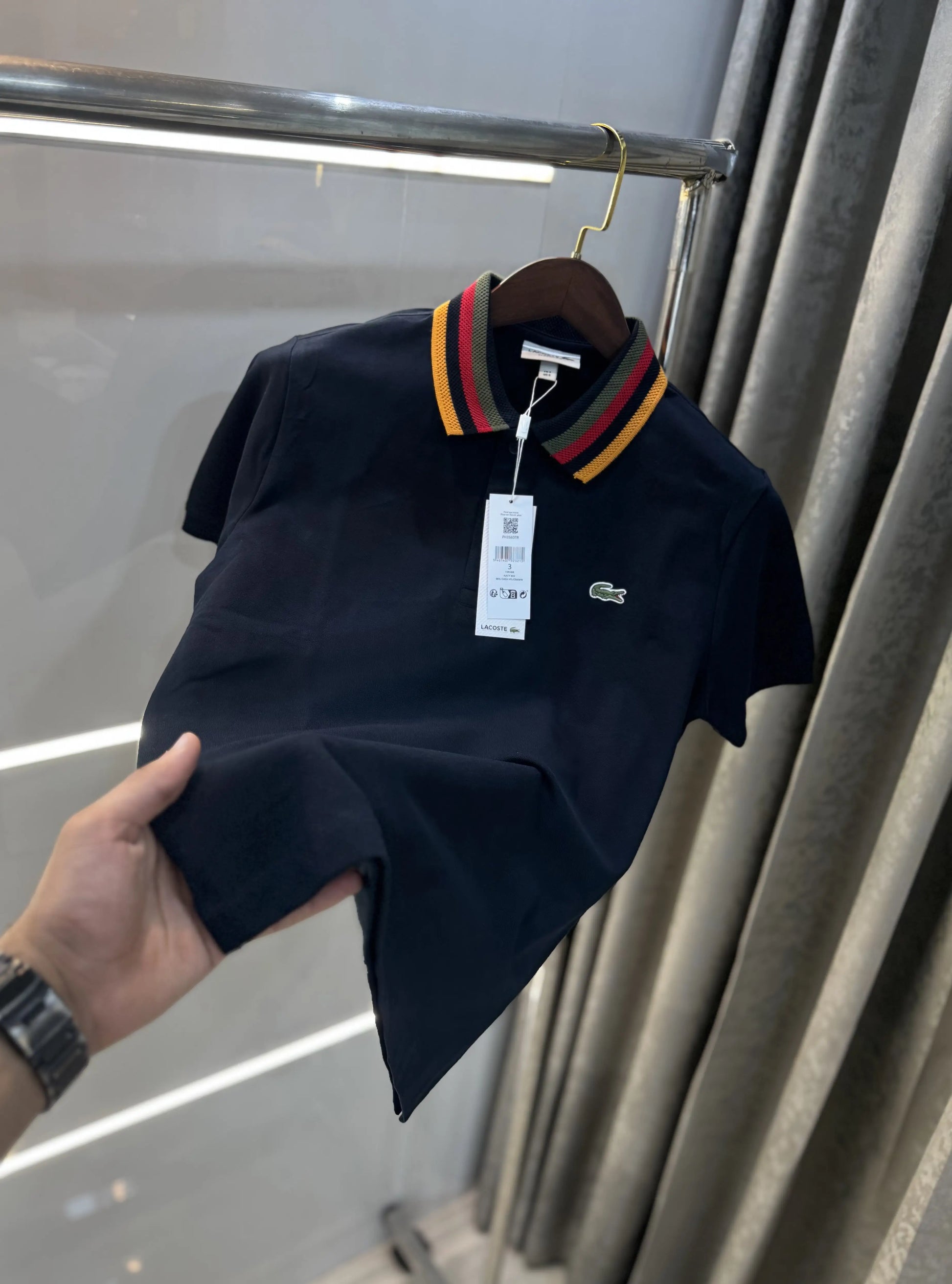 Lacost e Navy Blue Embroidery Logo Premium Polo T-Shirt