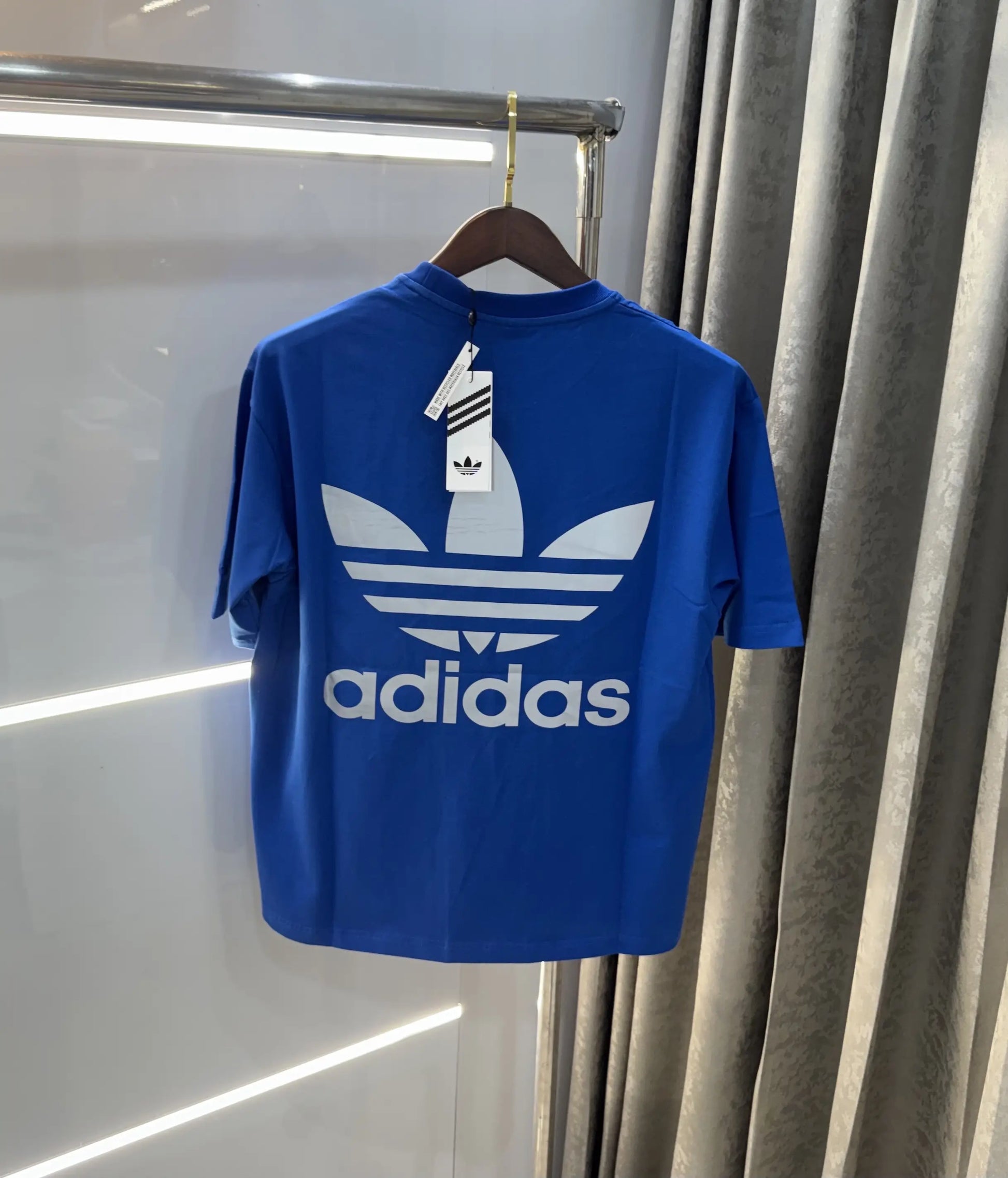 Adidas Blue Reflective Logo Print Imported Oversized T-Shirt