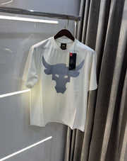 Under Armour White Reflective Logo Print Imported Oversized T-Shirt