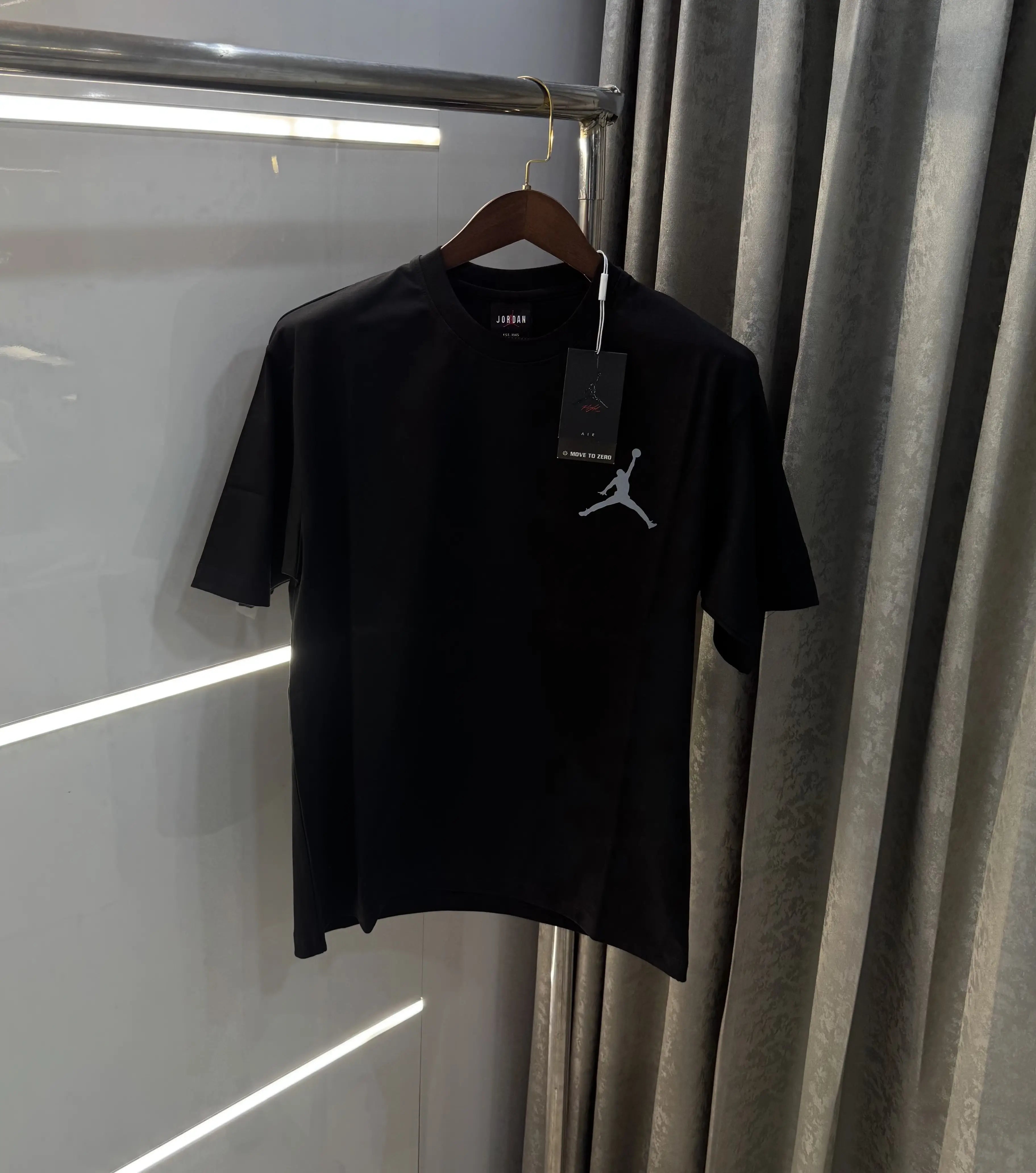 Air Jordan Black Reflective Logo Print Imported Oversized T-Shirt
