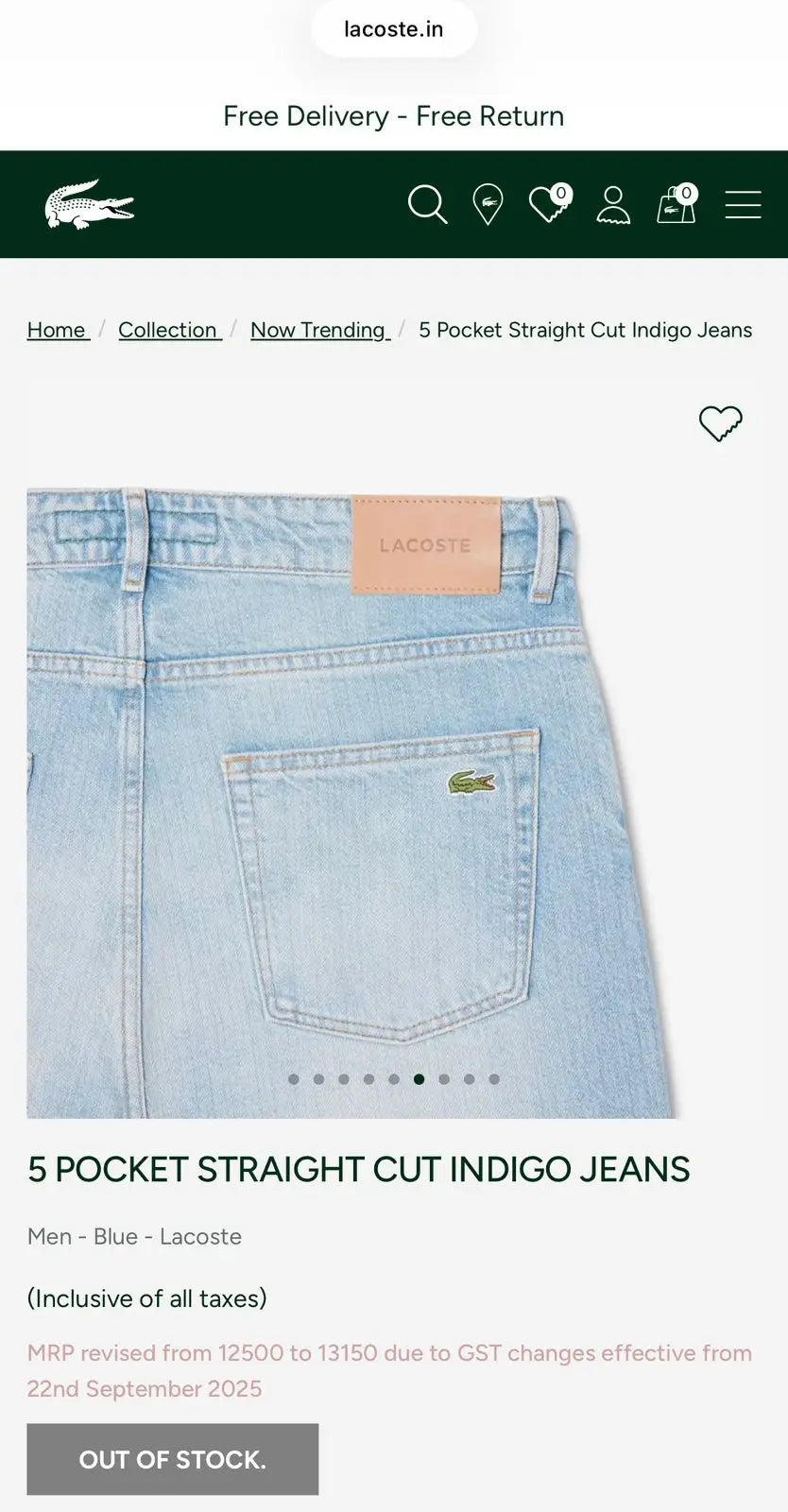 Lacost e Sky Blue Premium Classic Denim