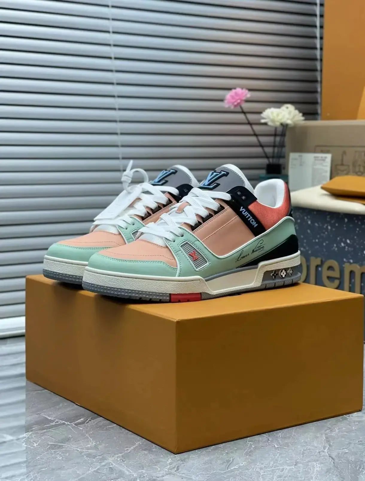 Loui s Vuitton Trainer Multi Orange With Accessories