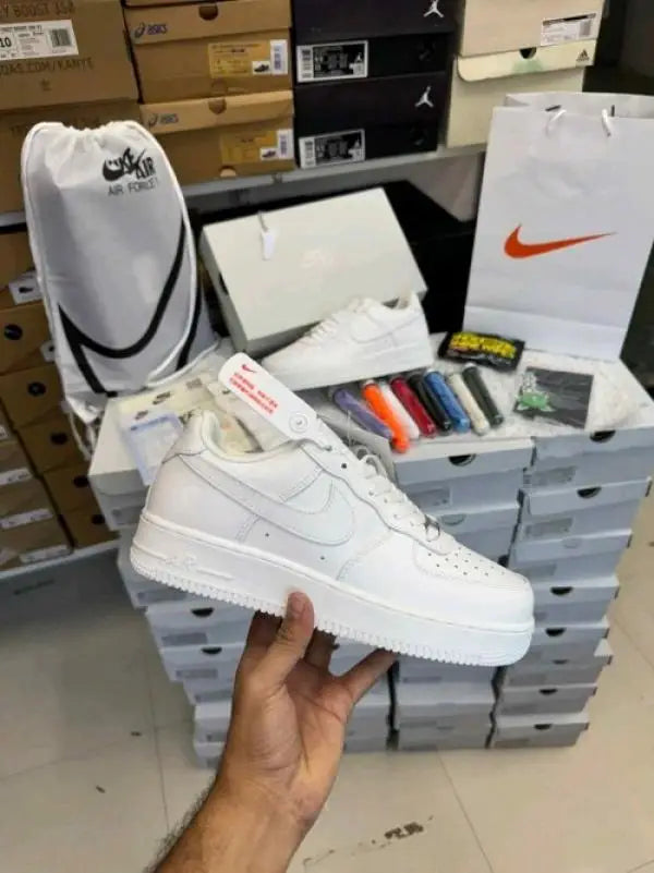 Nik e Airforce 1 Short Leather Men White Bustbag Bill CarryBag 1 Bottle lace Fixx Only