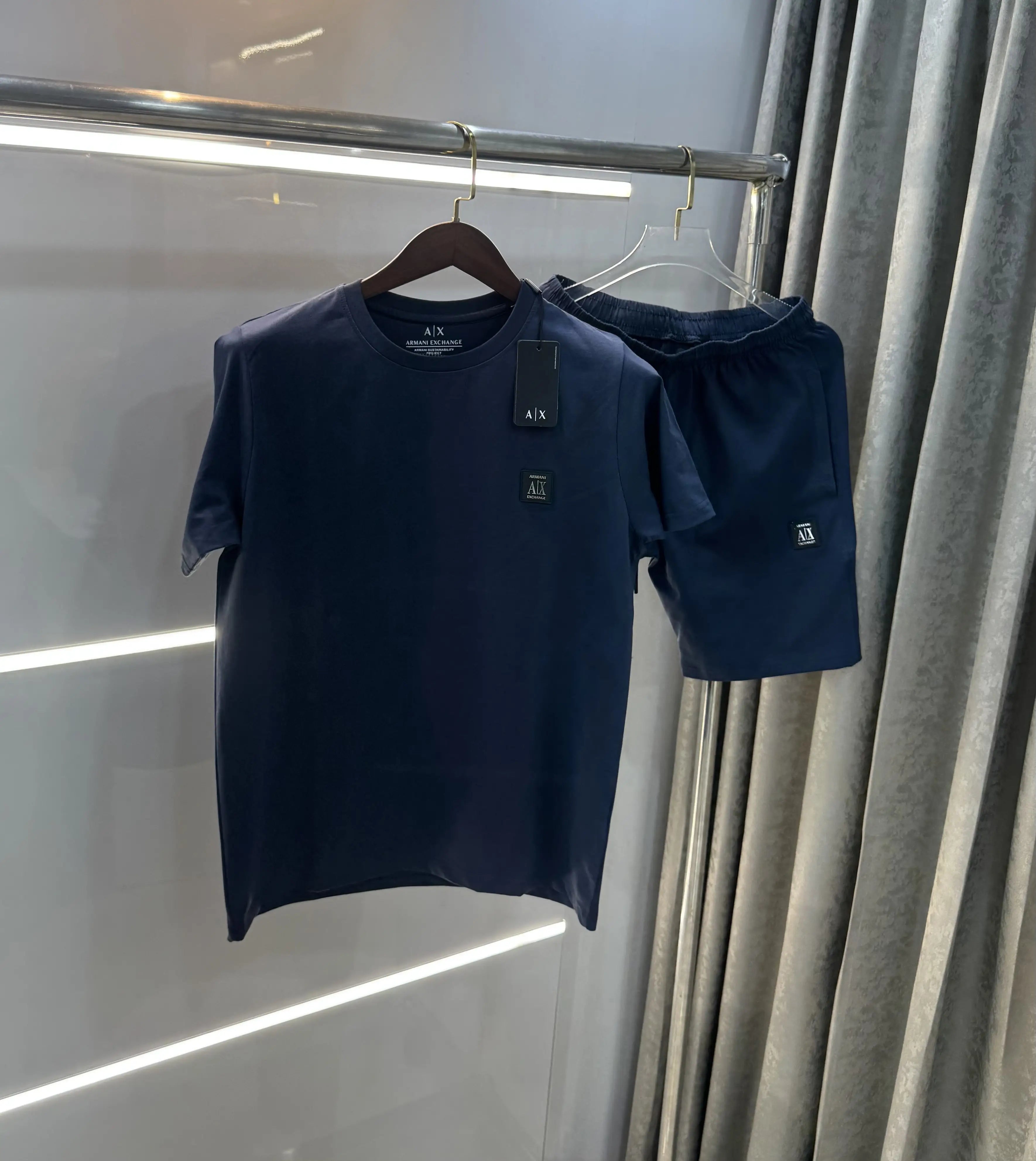 Armani Exchange Navy Blue Logo Work Premium Cord Set