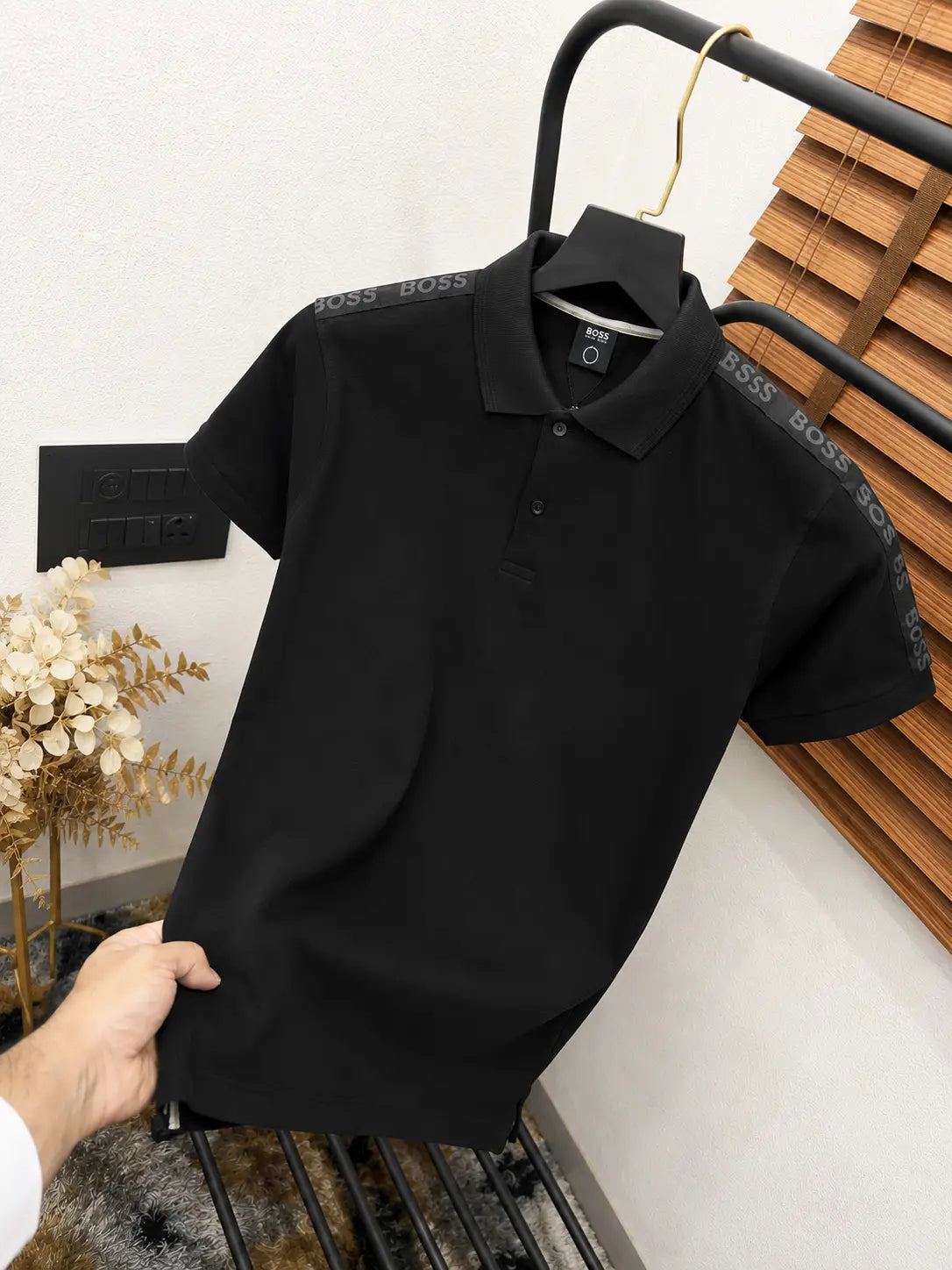 Hug_o Bo-s5 Shoulder Logo Strap Premium Polo T-shirt