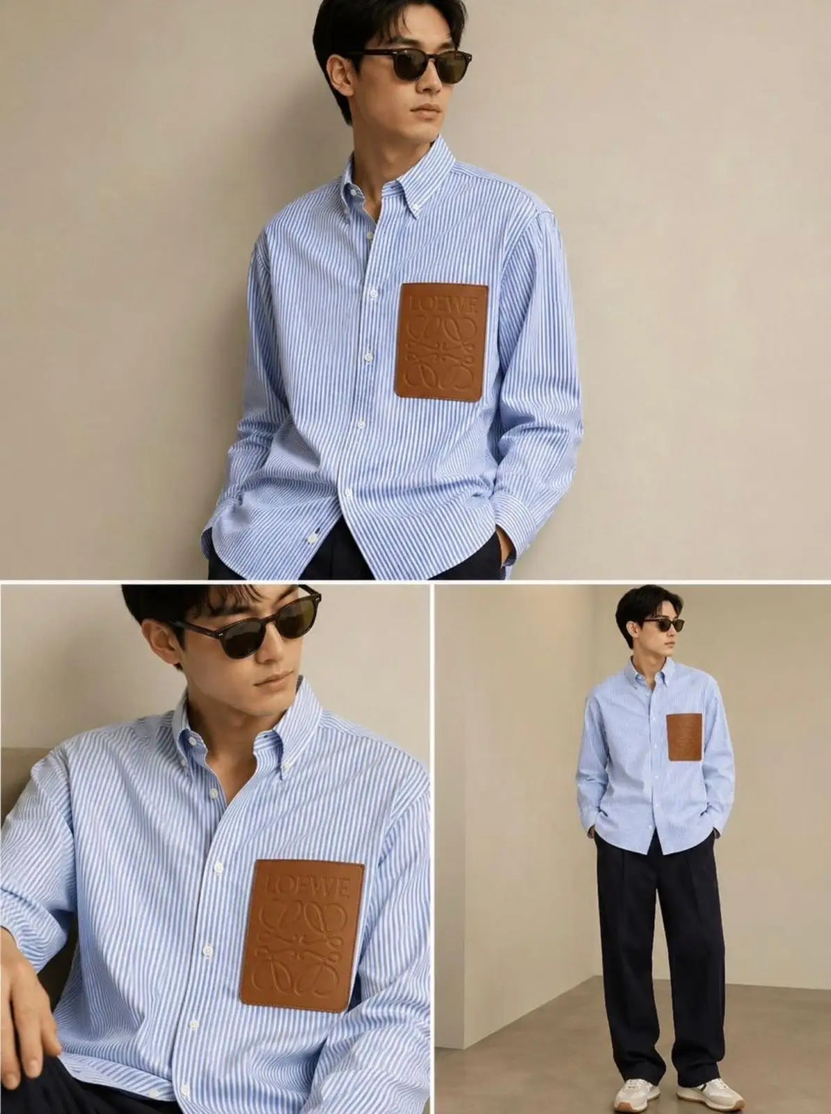 Loewe Sky Blue Logo Patch Imported Shirt