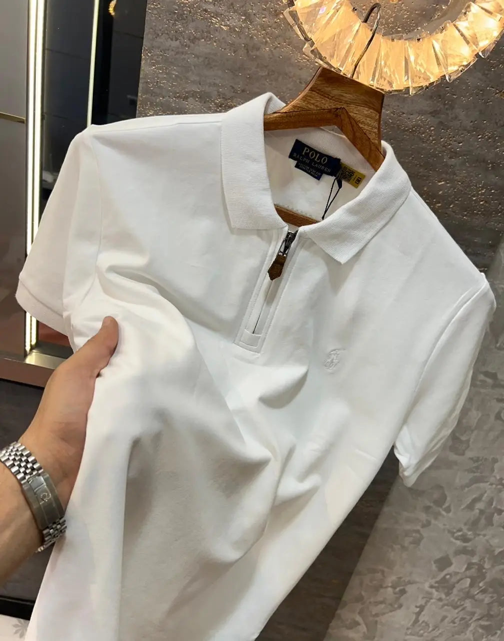 Ralp h Lauren White Embroidery Logo Premium Classic Polo T-Shirt