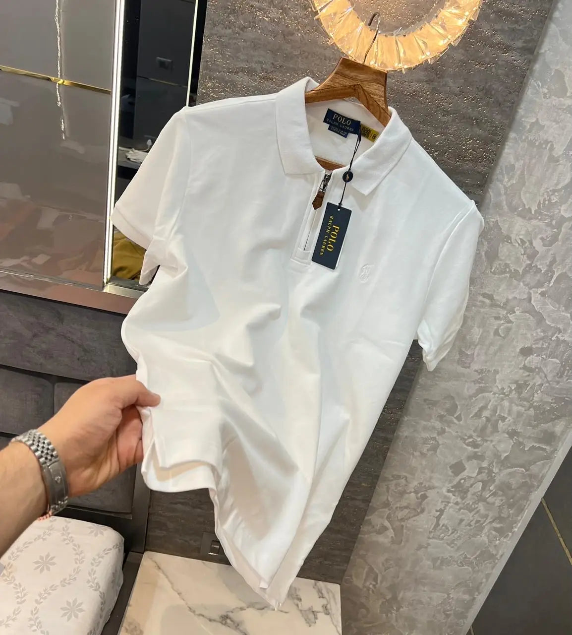 Ralp h Lauren White Embroidery Logo Premium Classic Polo T-Shirt